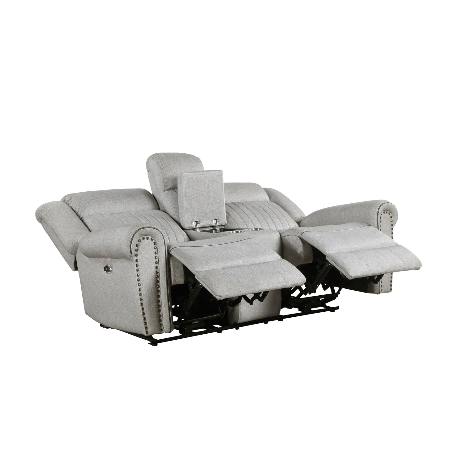 Homelegance Brennen Loveseat Power Reclining Mist with Center Console 9204MT-2PW