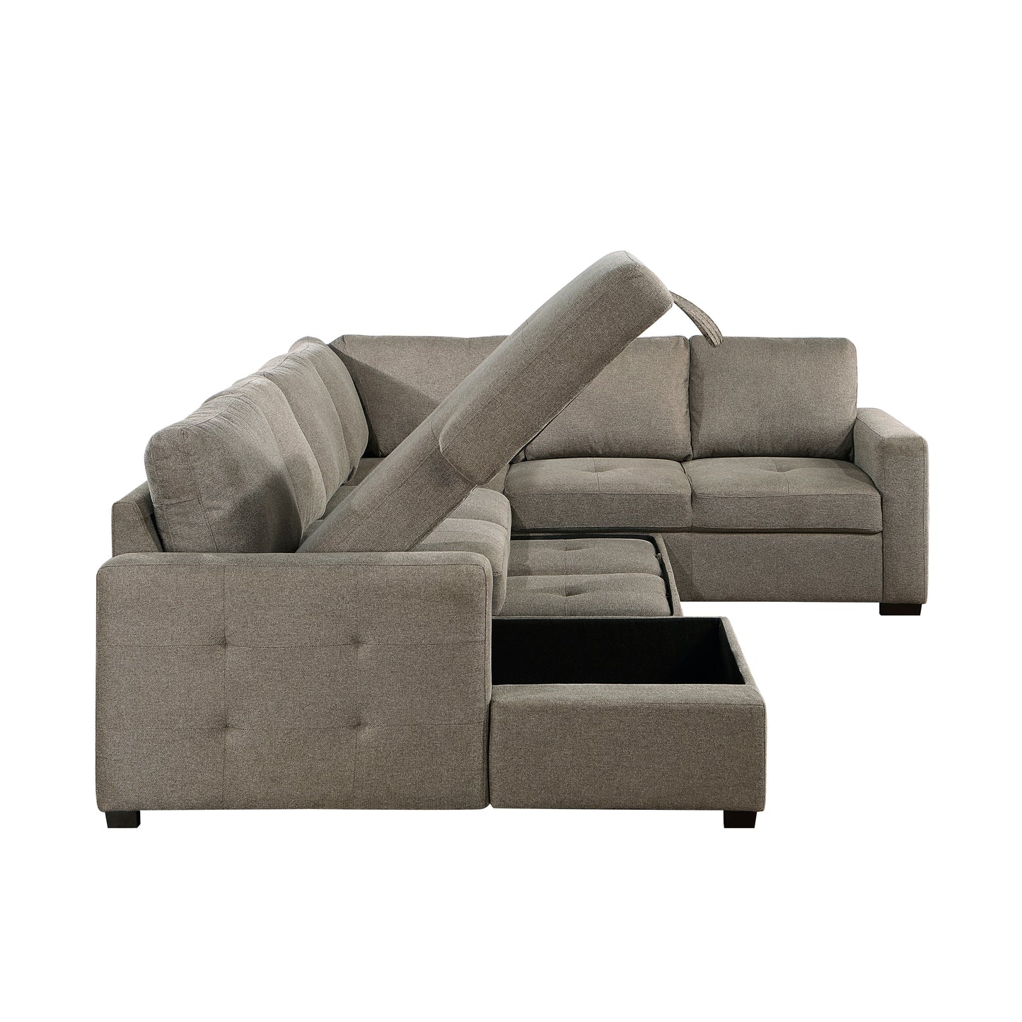 Homelegance Elton Sectional Sofa in Brown 9206BR-3LC3R