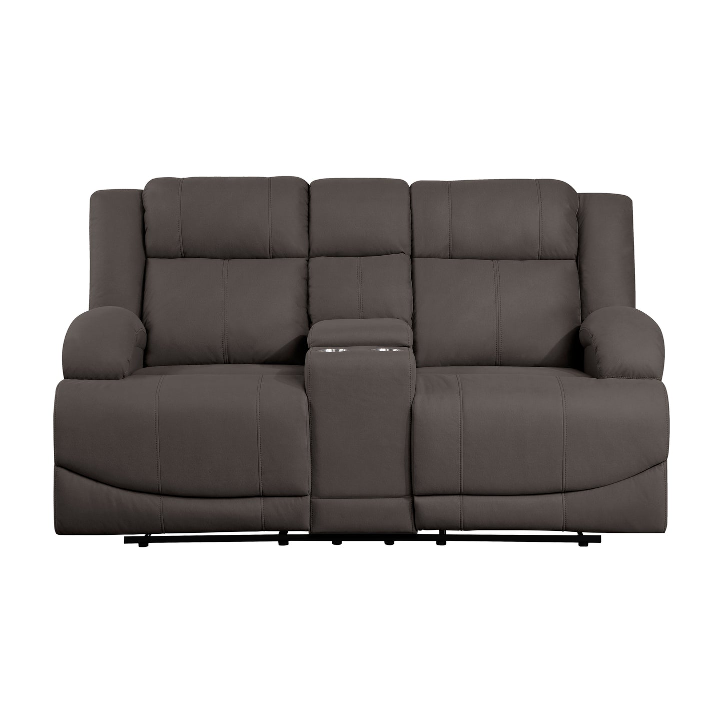 Homelegance Camryn Chocolate Reclining Loveseat with Center Console 9207CHC-2