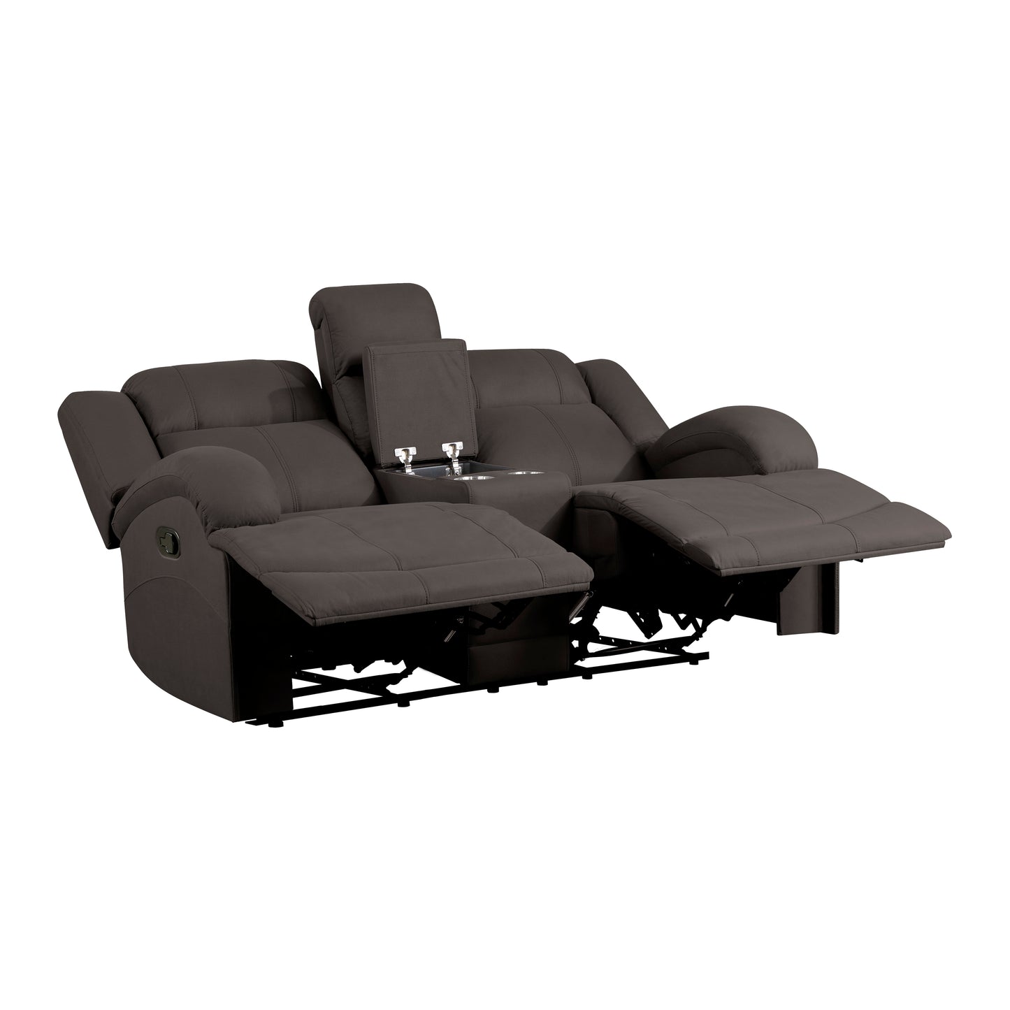 Homelegance Camryn Chocolate Reclining Loveseat with Center Console 9207CHC-2