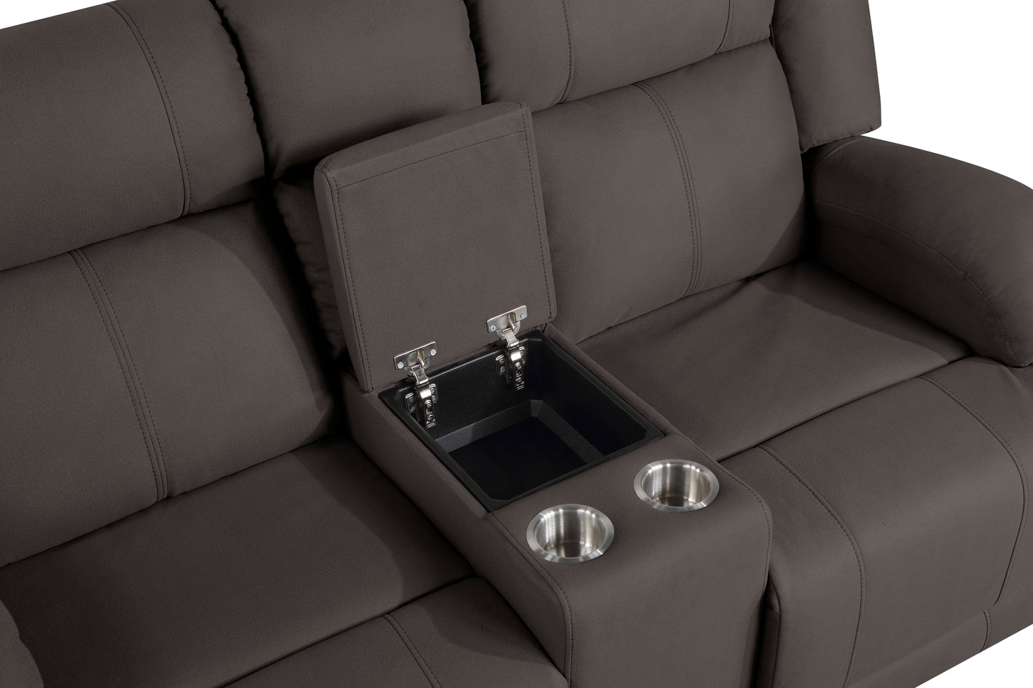 Homelegance Camryn Chocolate Reclining Loveseat with Center Console 9207CHC-2