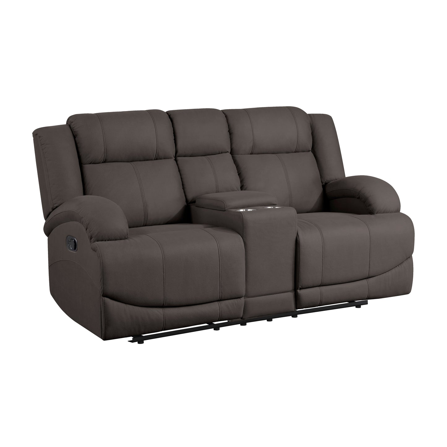 Homelegance Camryn Chocolate Reclining Loveseat with Center Console 9207CHC-2