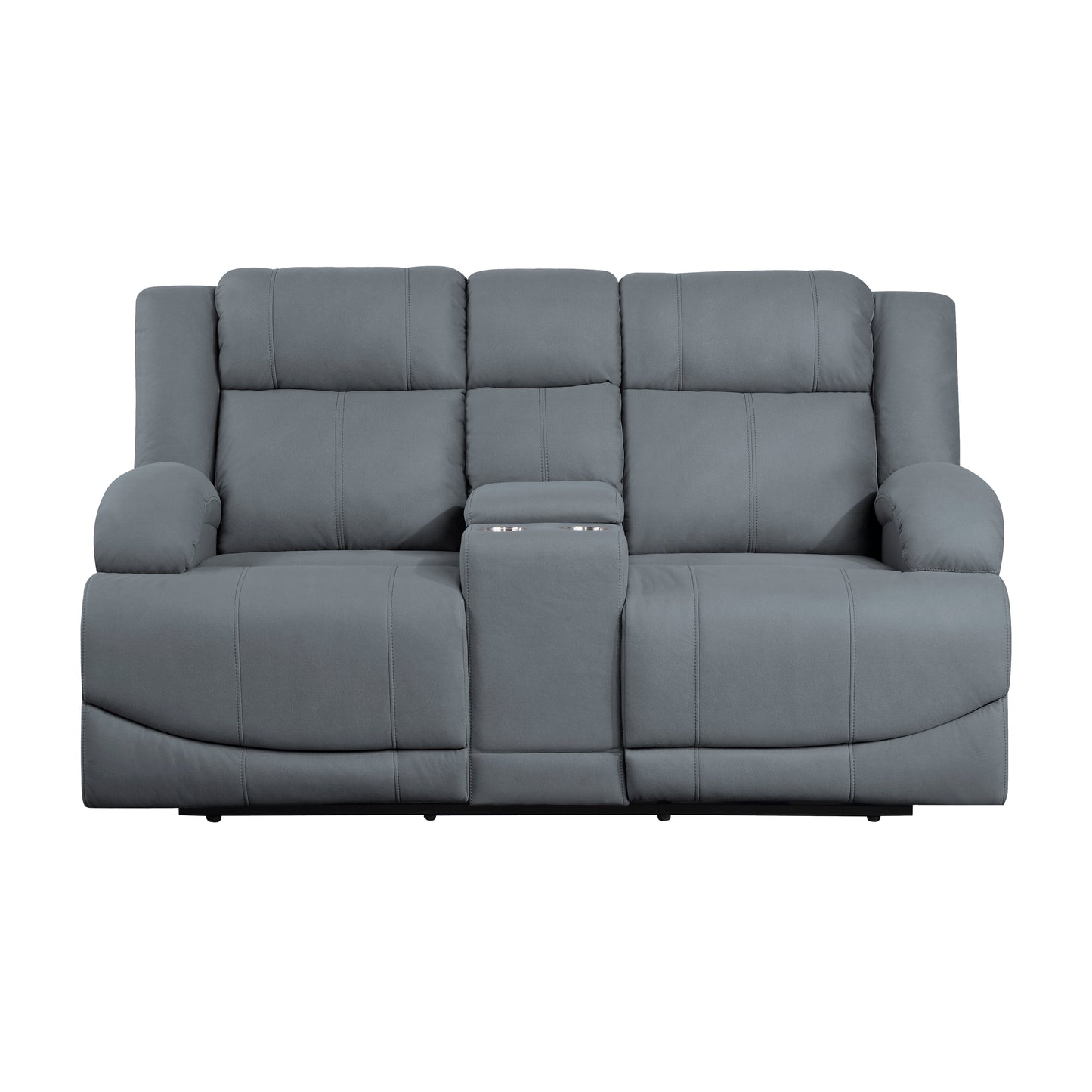 Homelegance Camryn Graphite Blue Power Reclining Loveseat with Center Console 9207GPB-2PW