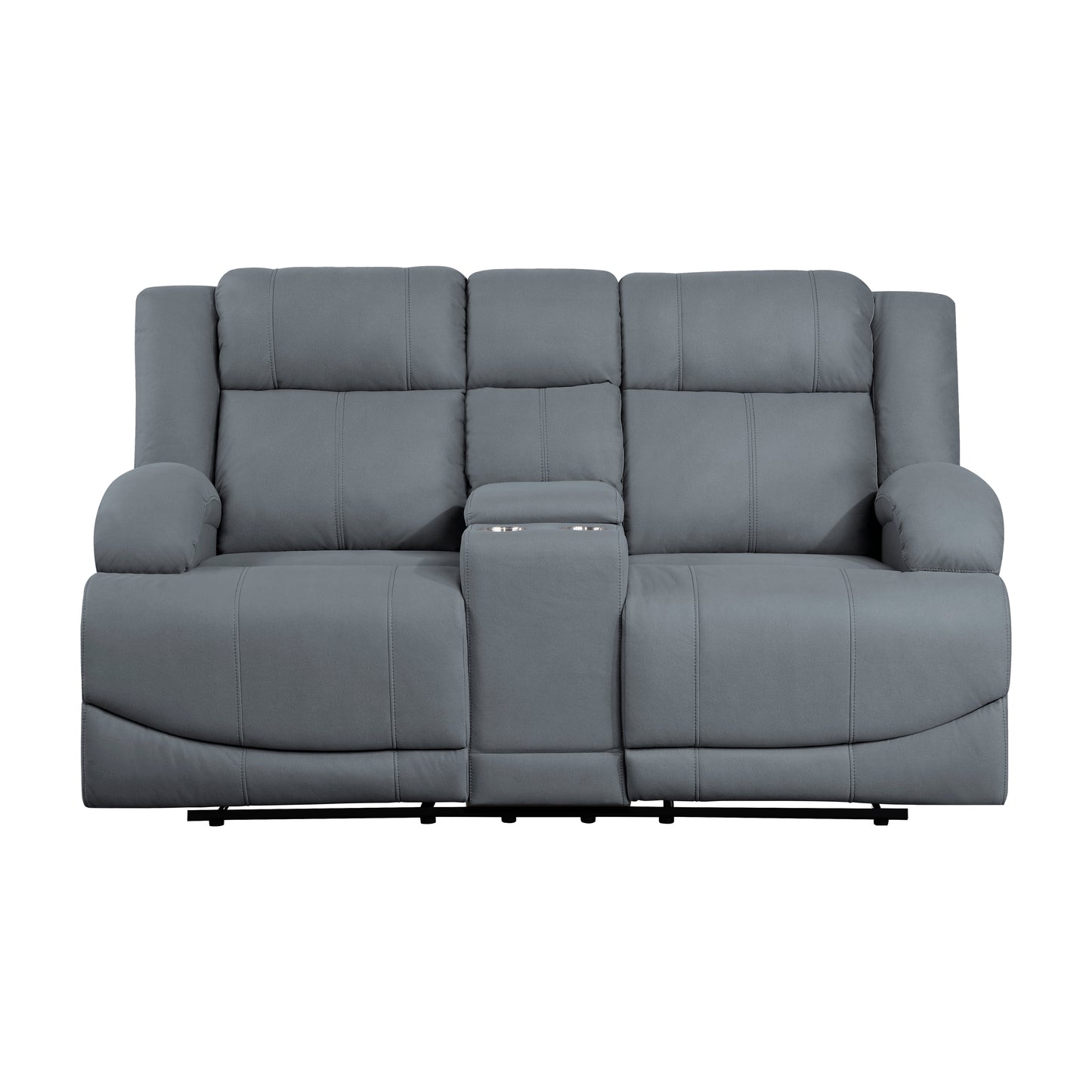 Homelegance Camryn Graphite Blue Reclining Loveseat with Center Console 9207GPB-2