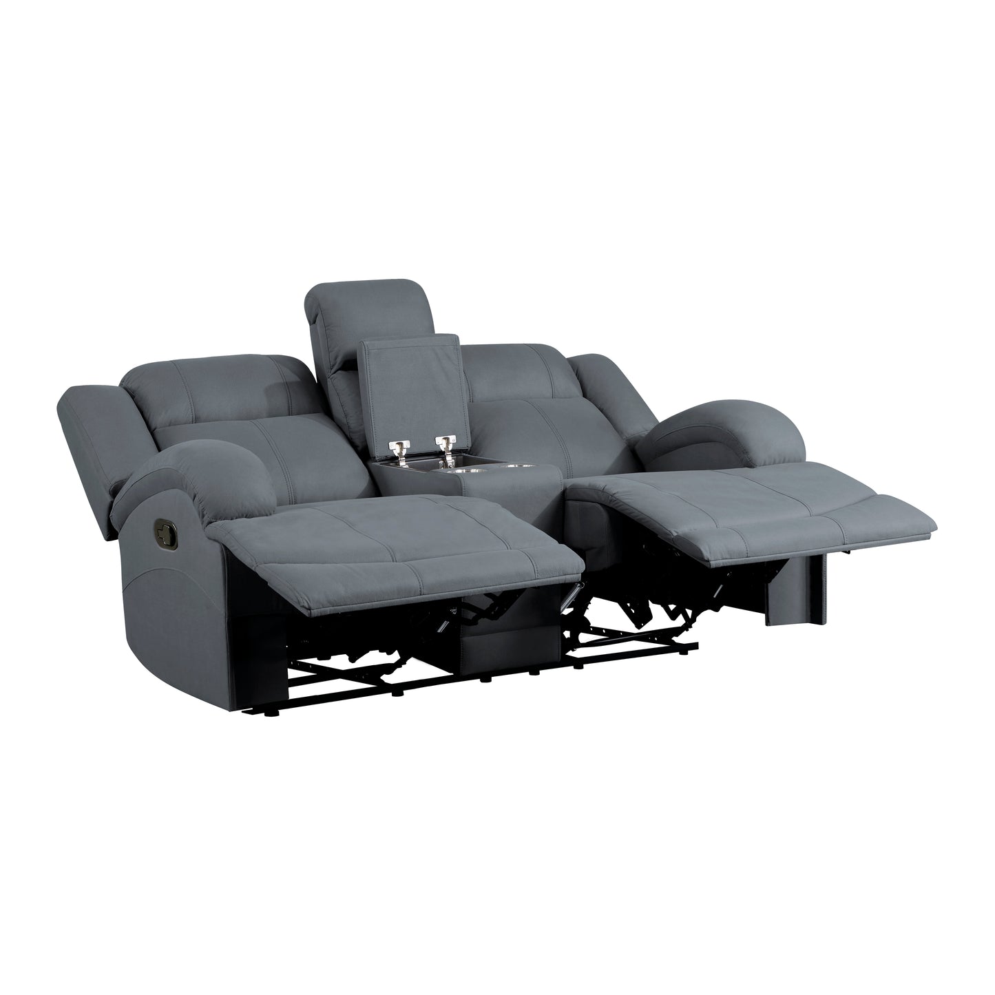 Homelegance Camryn Graphite Blue Reclining Loveseat with Center Console 9207GPB-2