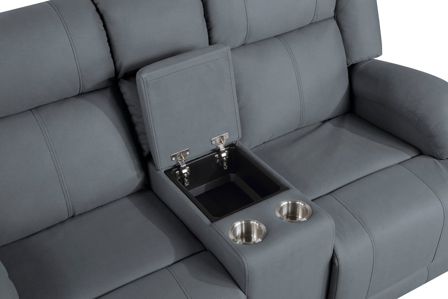 Homelegance Camryn Graphite Blue Reclining Loveseat with Center Console 9207GPB-2