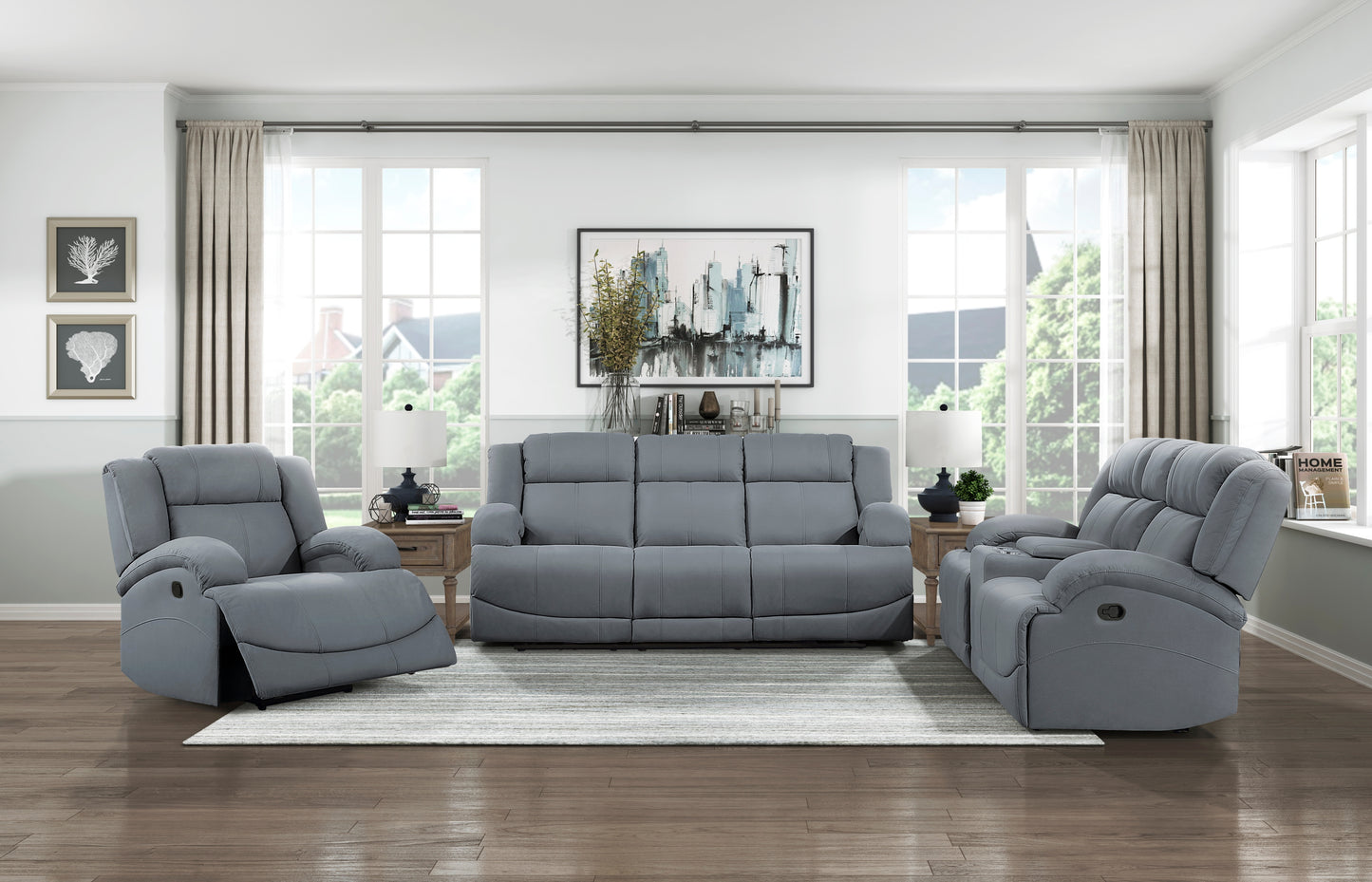 Homelegance Camryn Reclining Chair in Graphite Blue 9207GPB-1