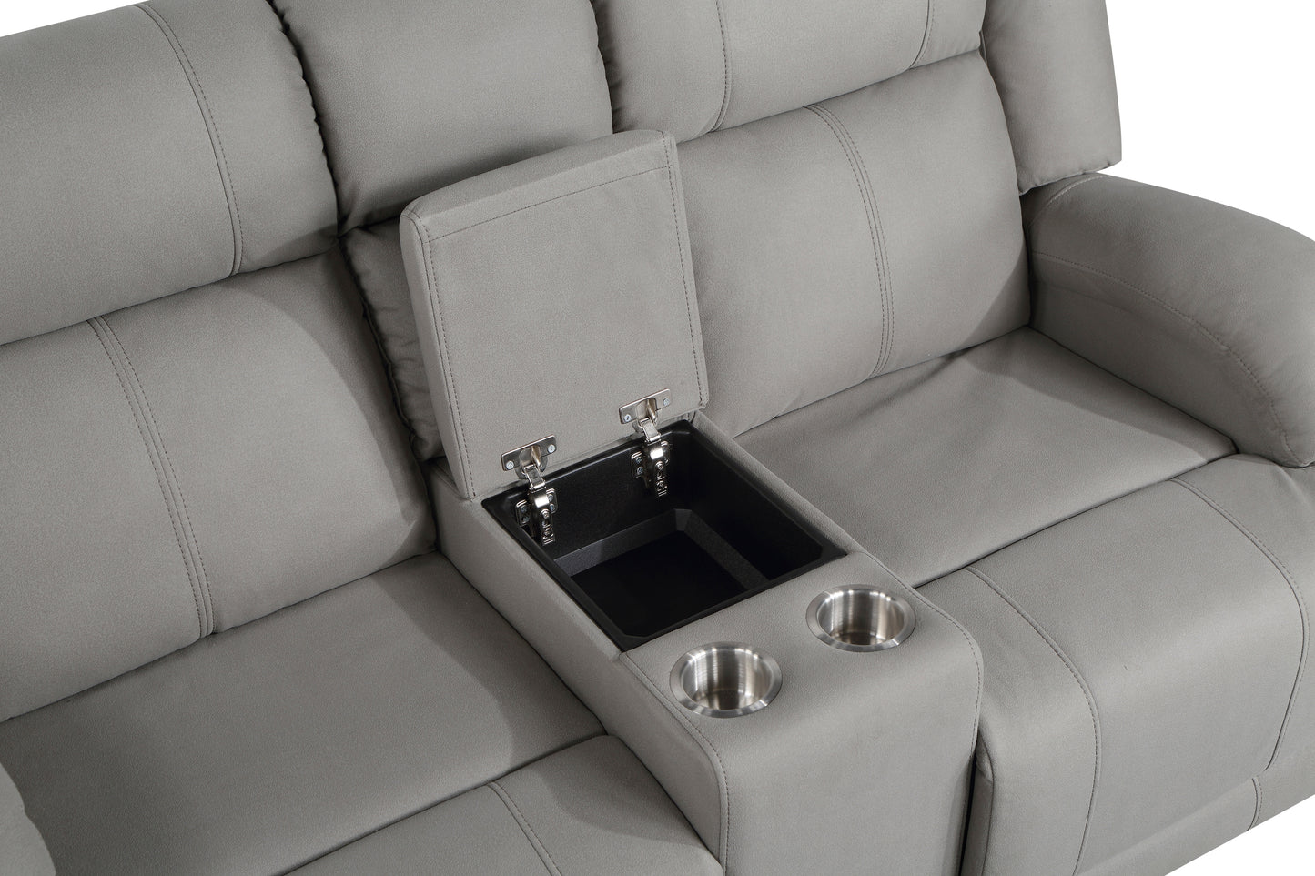 Homelegance Camryn Power Reclining Loveseat with Center Console in Gray 9207GRY-2PW