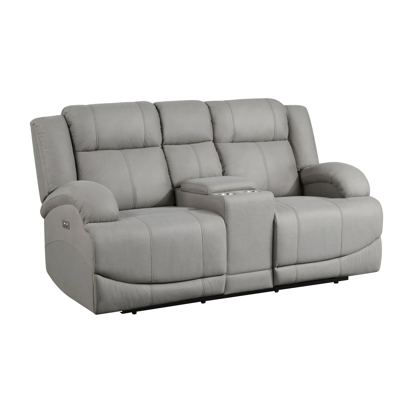 Homelegance Camryn Power Reclining Loveseat with Center Console in Gray 9207GRY-2PW