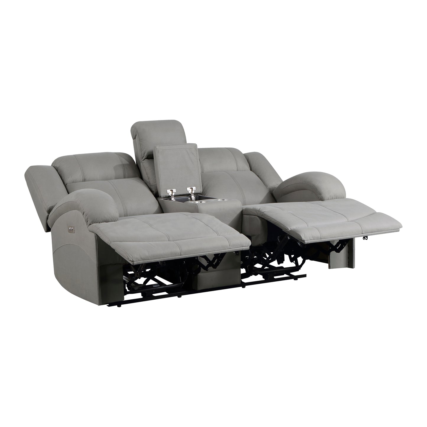 Homelegance Camryn Power Reclining Loveseat with Center Console in Gray 9207GRY-2PW