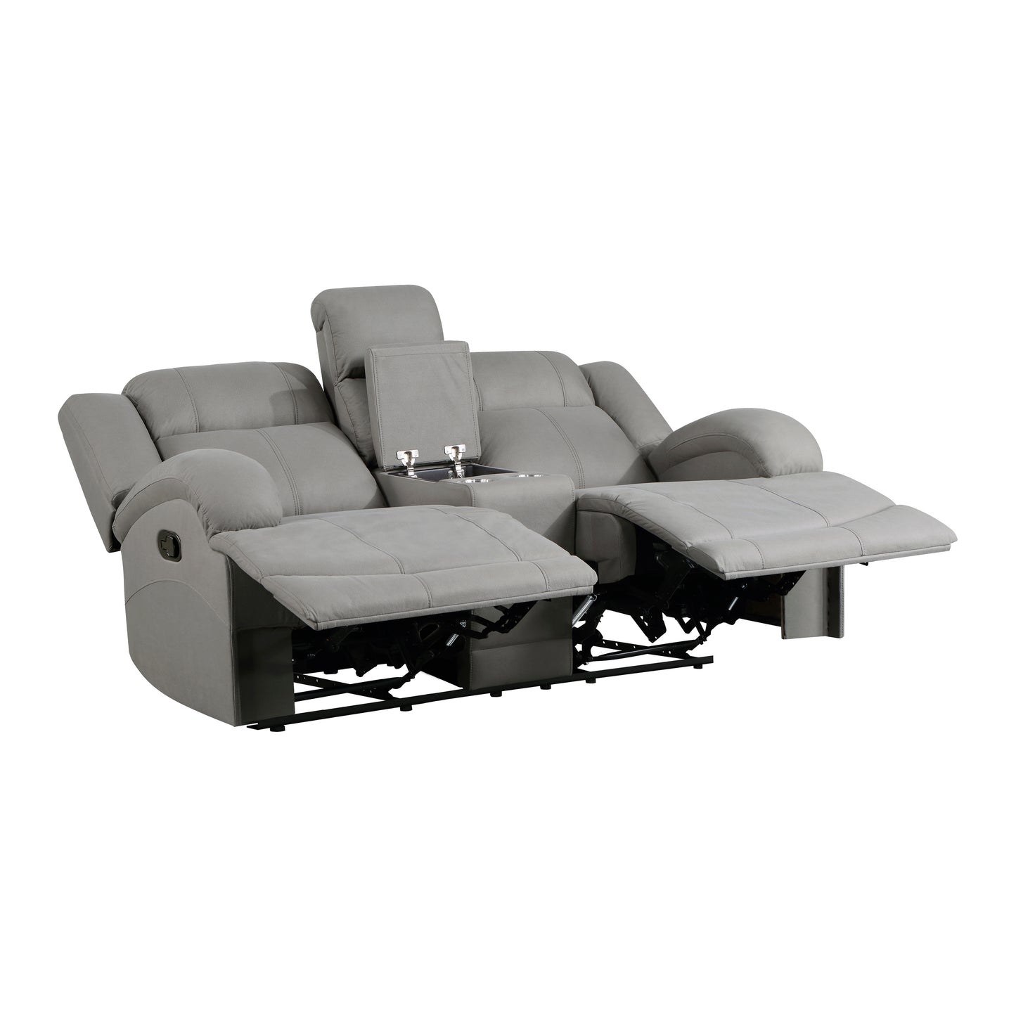 Homelegance Camryn Gray Reclining Loveseat with Center Console 9207GRY-2