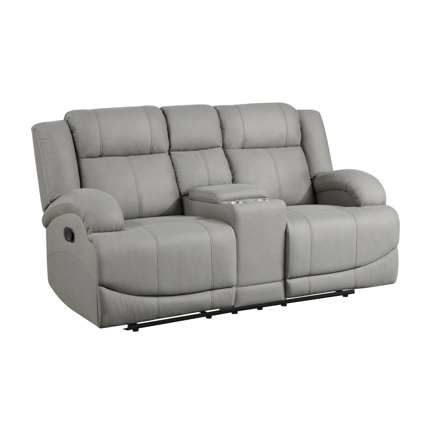Homelegance Camryn Gray Reclining Loveseat with Center Console 9207GRY-2