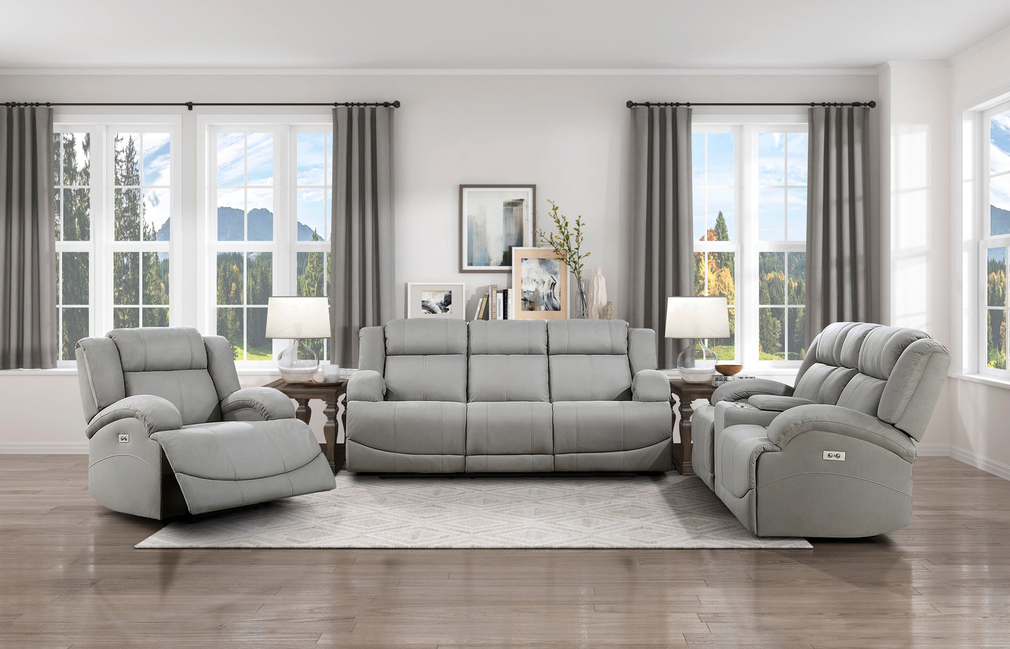 Homelegance Camryn Reclining Chair Power Recliner in Gray 9207GRY-1PW