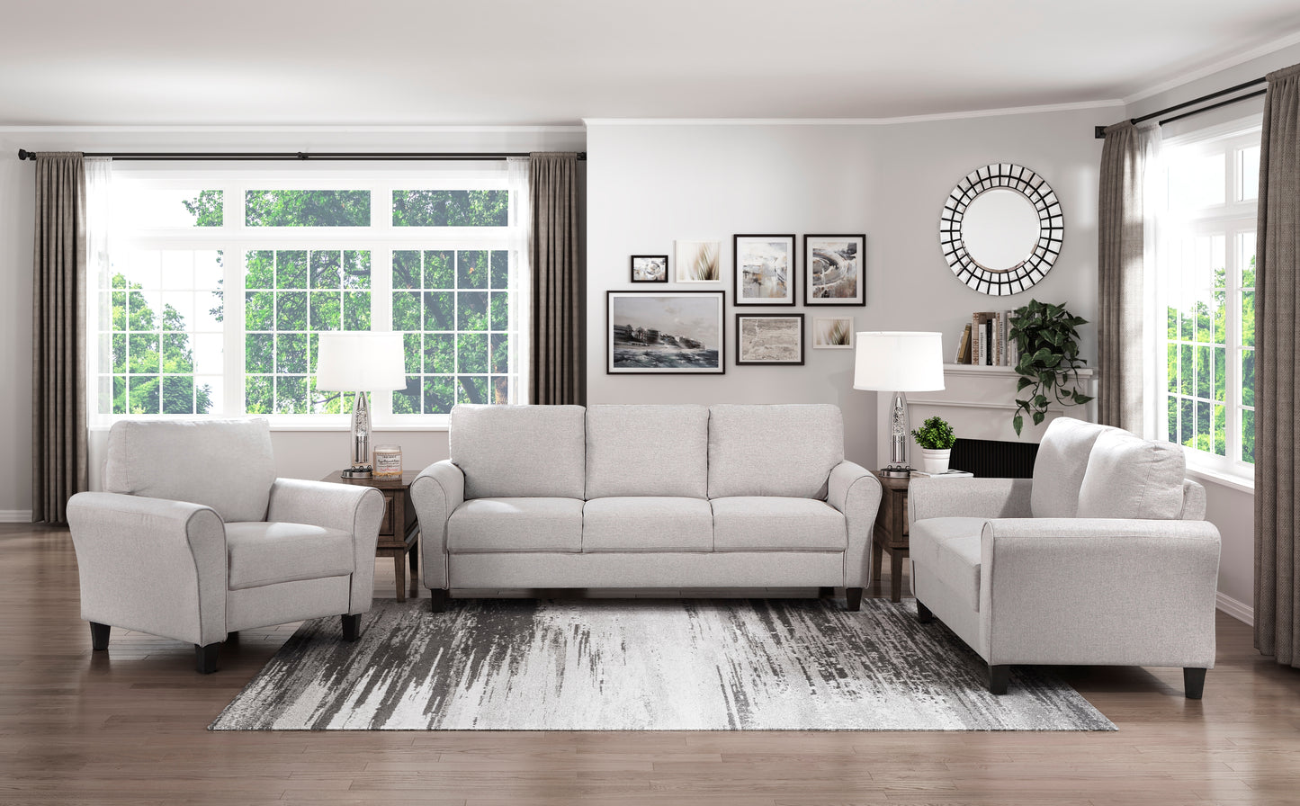 Homelegance Ellery Accent Chair in Textured Sand Fabric with Faux Wood Finish 9209SN-1