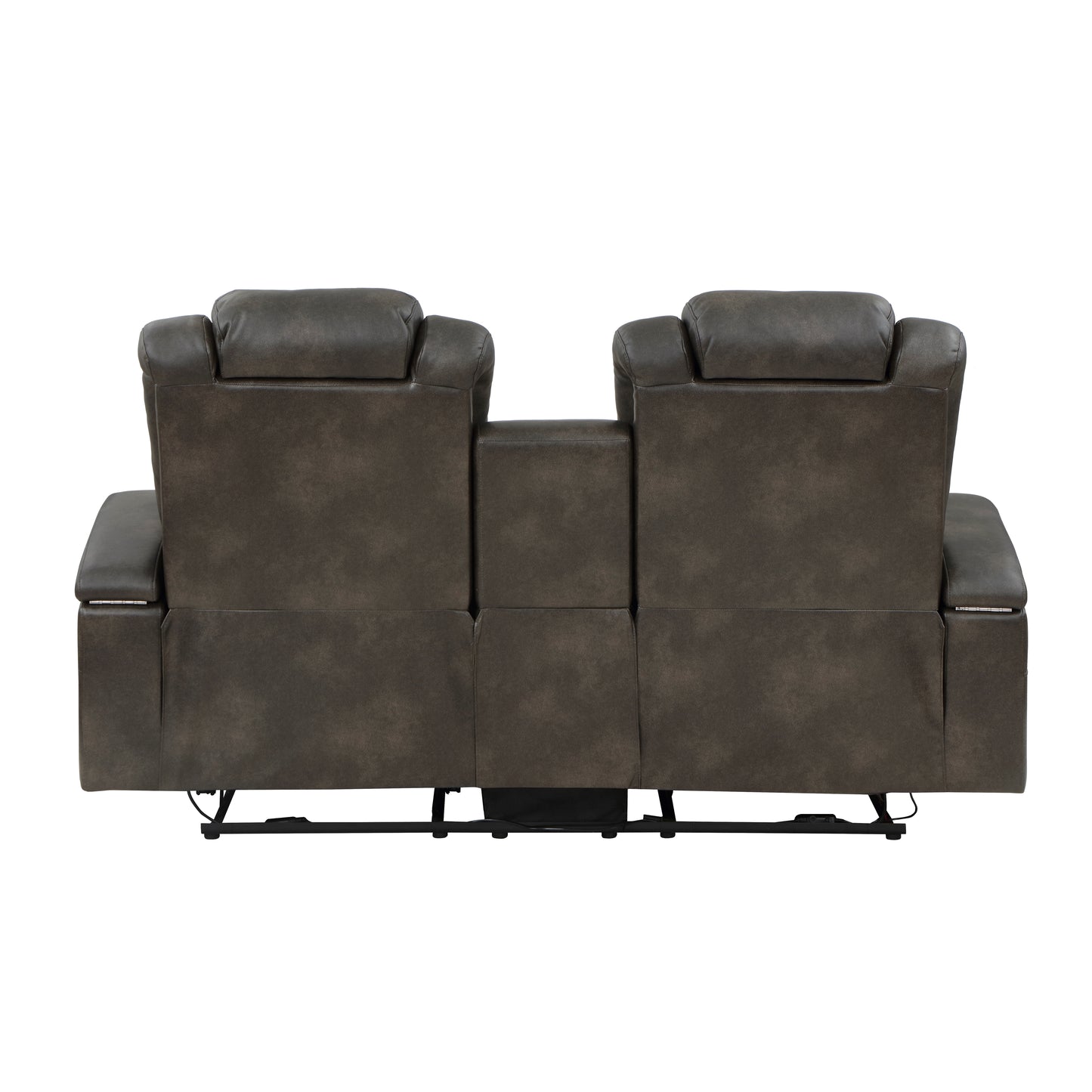 Homelegance Tabor Power Reclining Loveseat with Center Console in Brownish Gray 9211BRG-2PWH