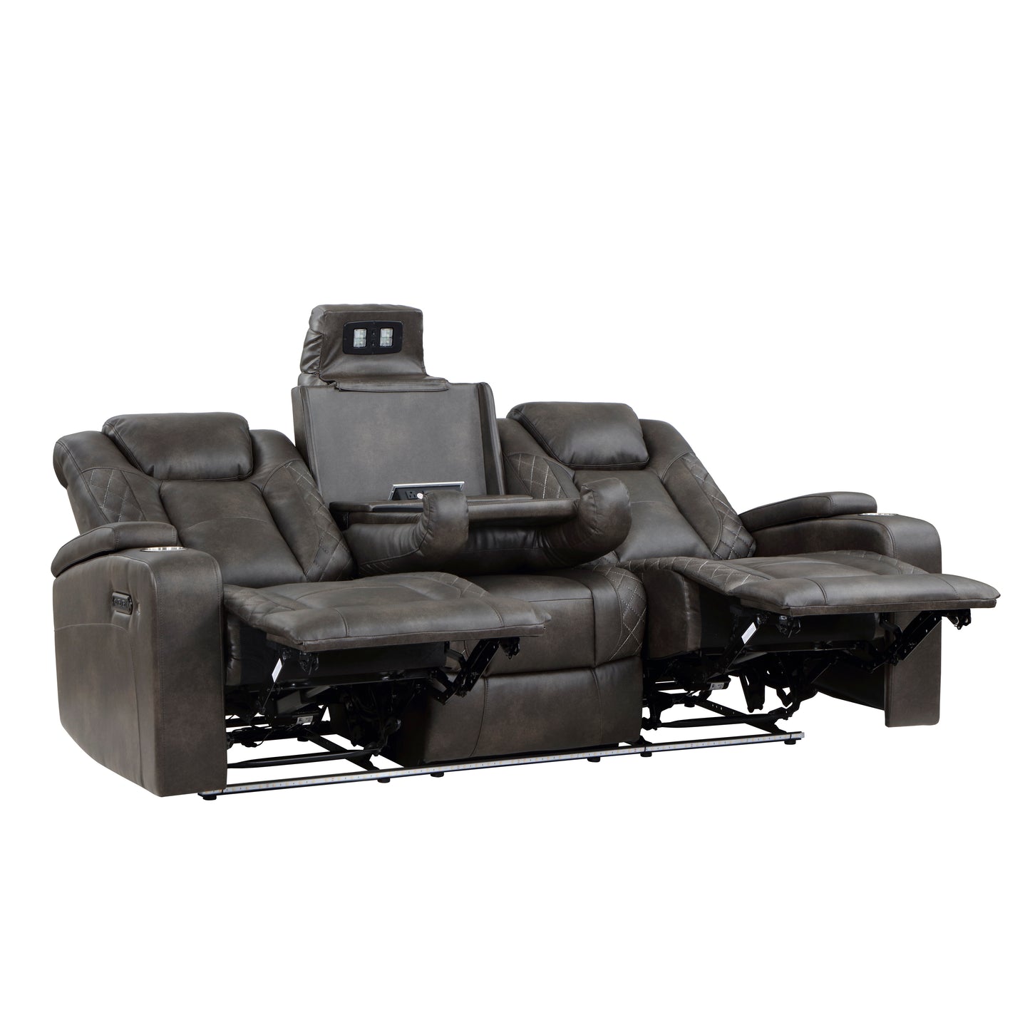 Homelegance Tabor Sectional Sofa Brownish Gray Power Reclining with USB 9211BRG-3PWH