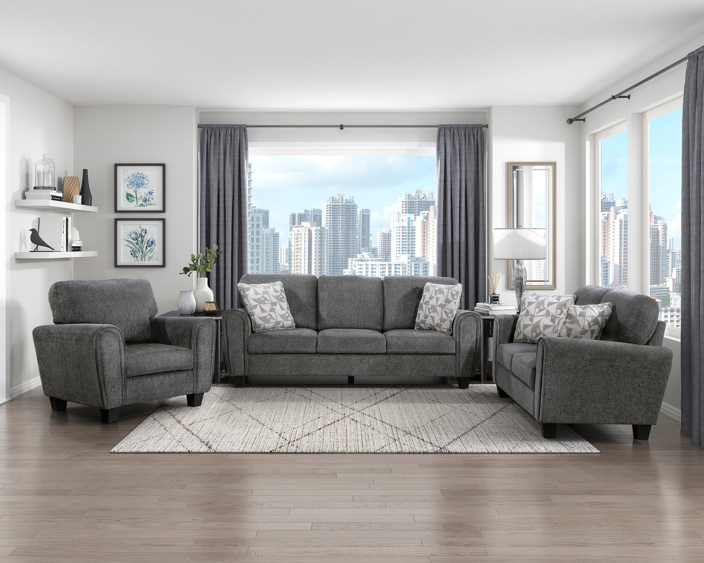 Homelegance Duncan Accent Chair in Dark Gray Chenille Upholstery 9214GY-1