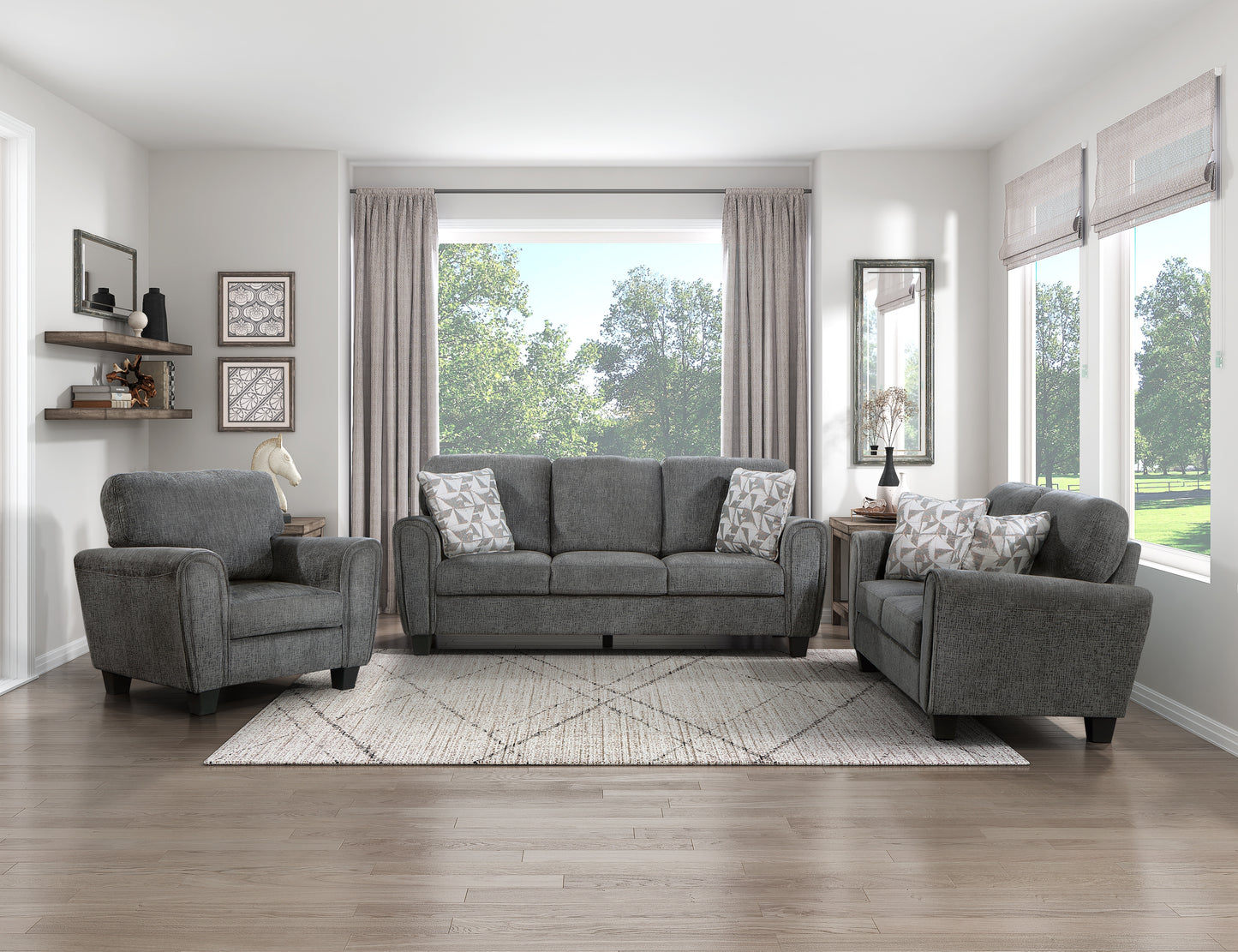 Homelegance Duncan Accent Chair in Dark Gray Chenille Upholstery 9214GY-1