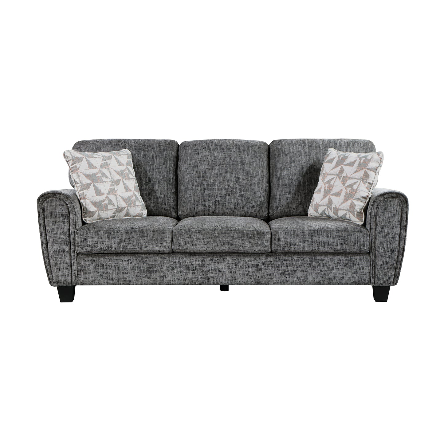 Homelegance Duncan Sectional Sofa Dark Gray Chenille with Abstract Pillows 9214GY-3