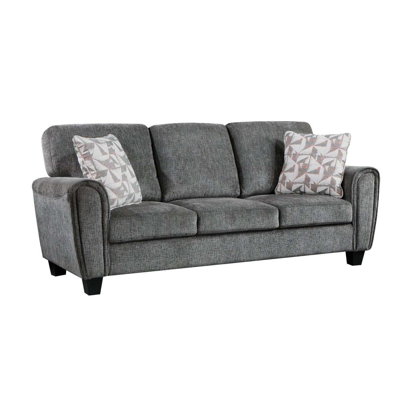 Homelegance Duncan Sectional Sofa Dark Gray Chenille with Abstract Pillows 9214GY-3