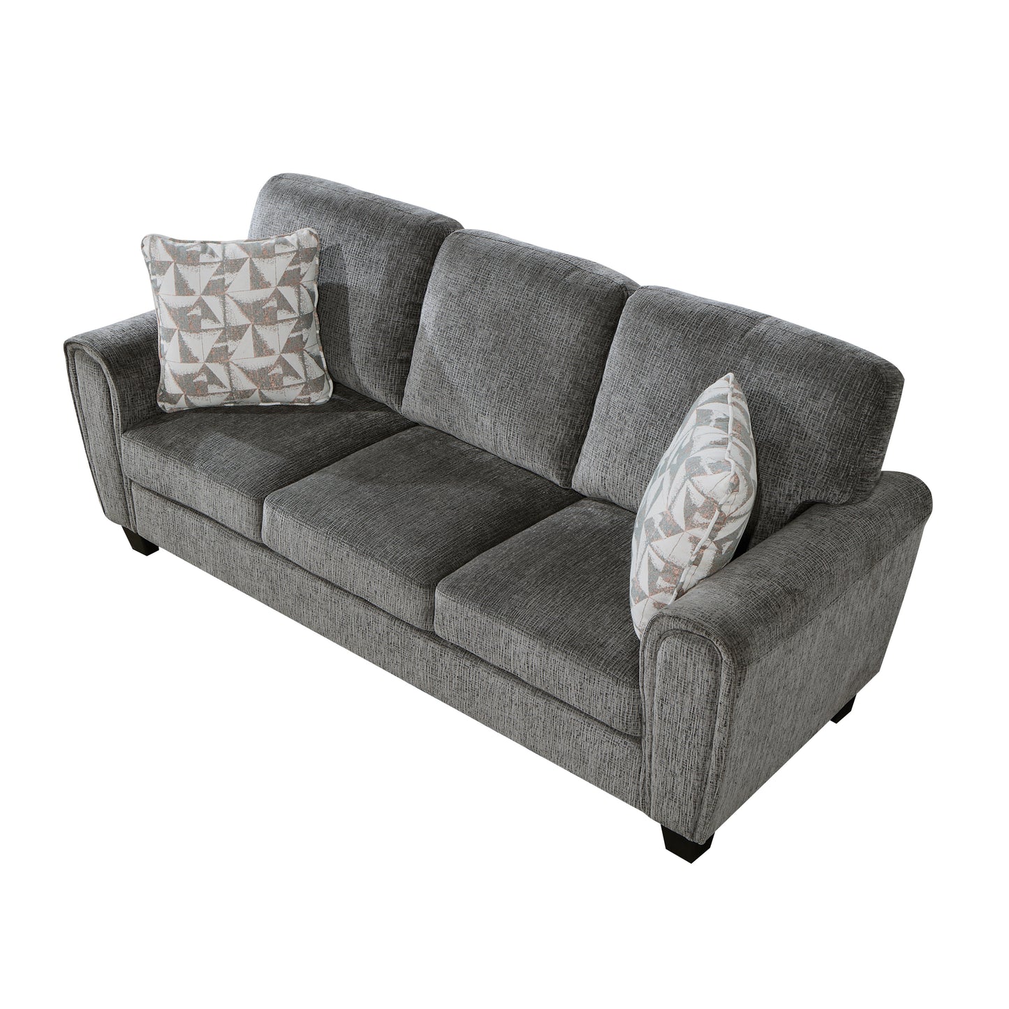Homelegance Duncan Sectional Sofa Dark Gray Chenille with Abstract Pillows 9214GY-3