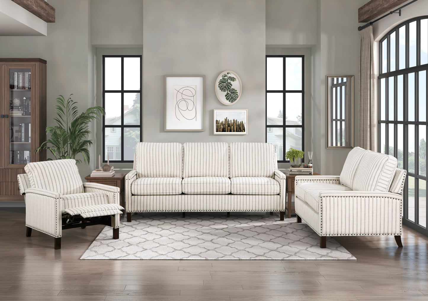 Homelegance Landrum Loveseat in Beige and Gray Textured Fabric 9257-2