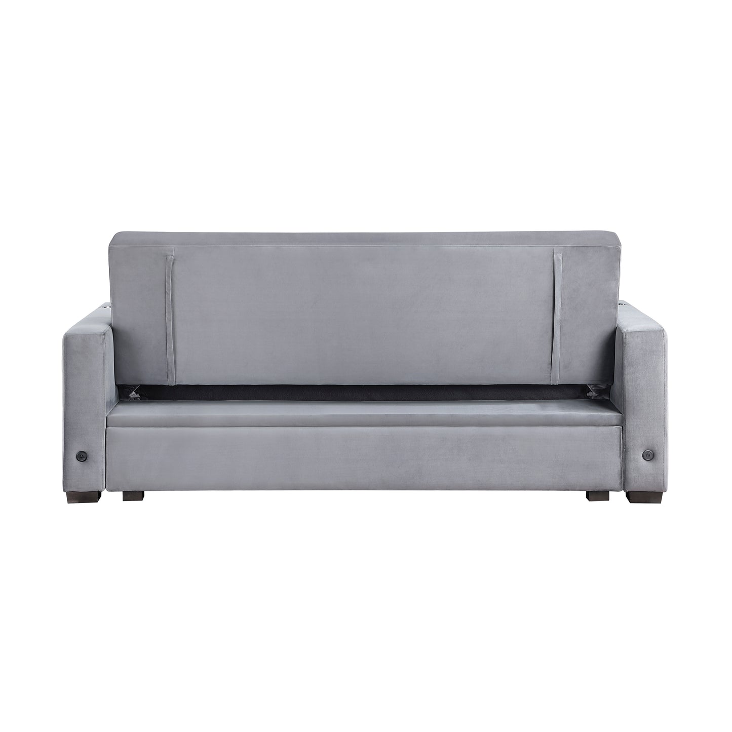 Homelegance Grady Gray Velvet Sectional Sofa with Storage and USB Ports 9258