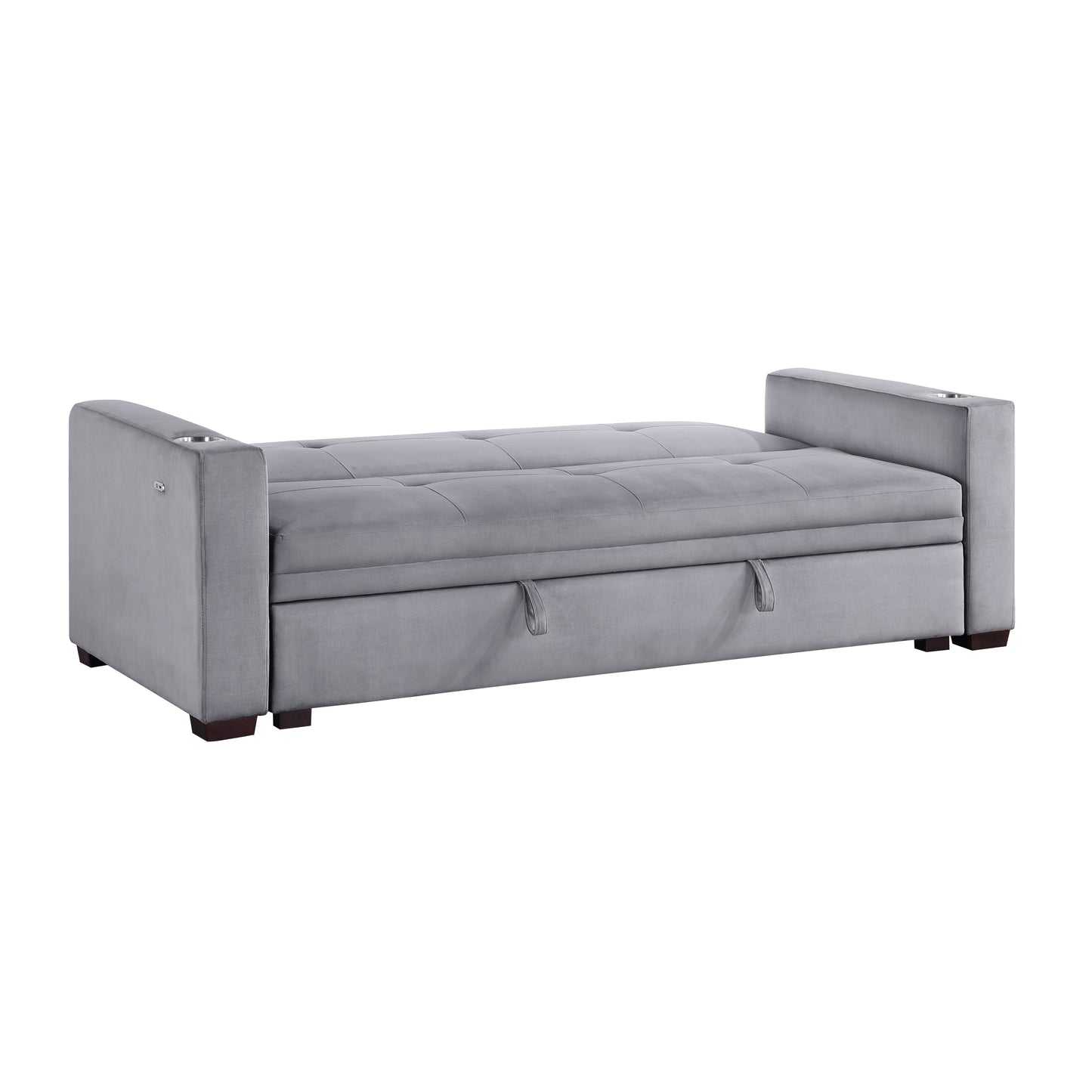 Homelegance Grady Gray Velvet Sectional Sofa with Storage and USB Ports 9258
