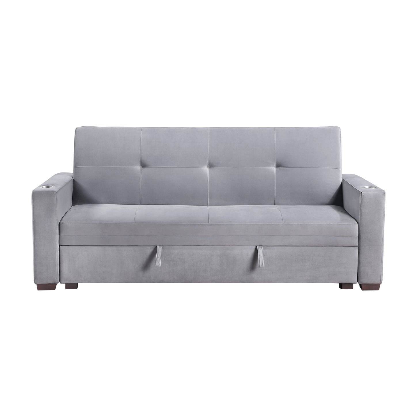 Homelegance Grady Gray Velvet Sectional Sofa with Storage and USB Ports 9258