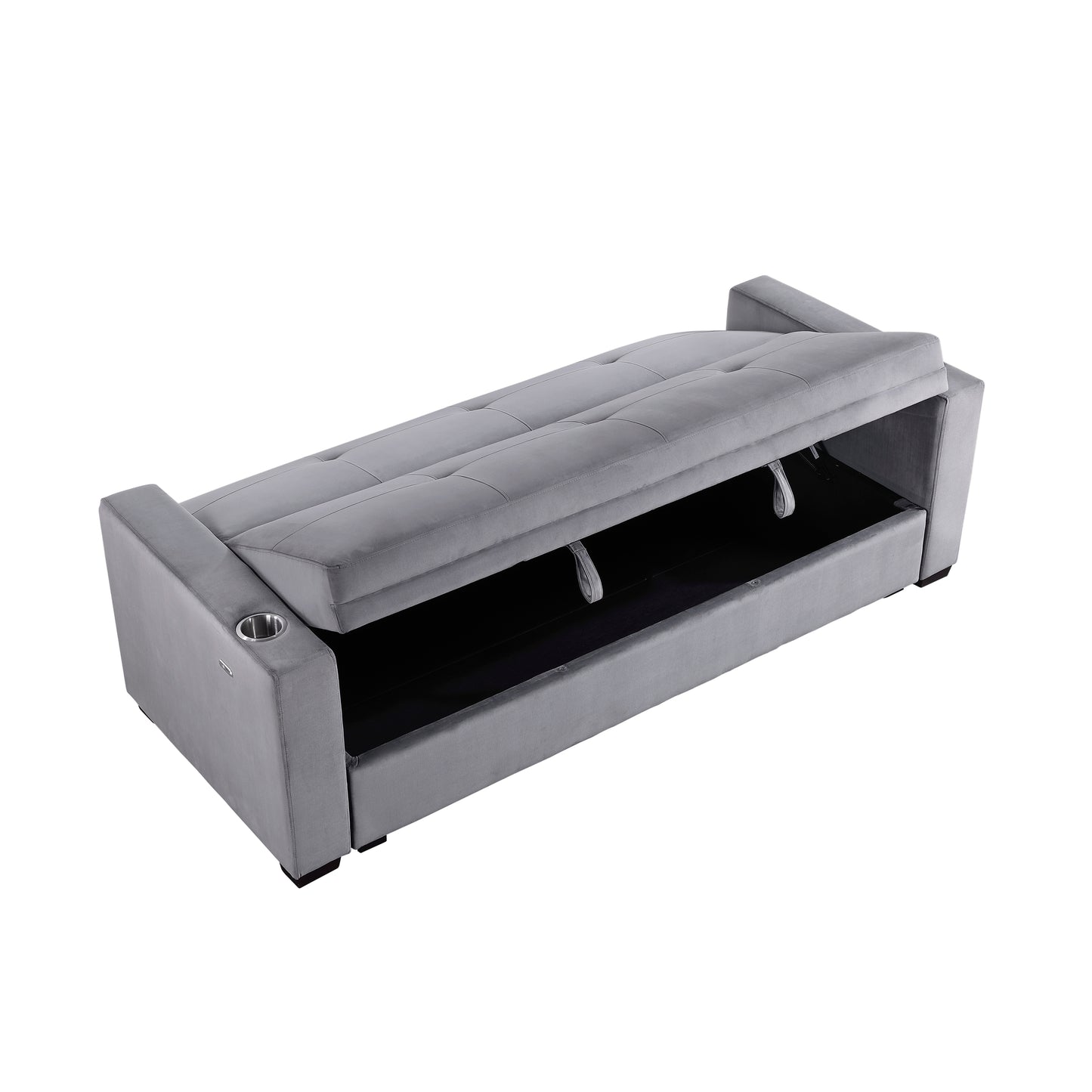 Homelegance Grady Gray Velvet Sectional Sofa with Storage and USB Ports 9258