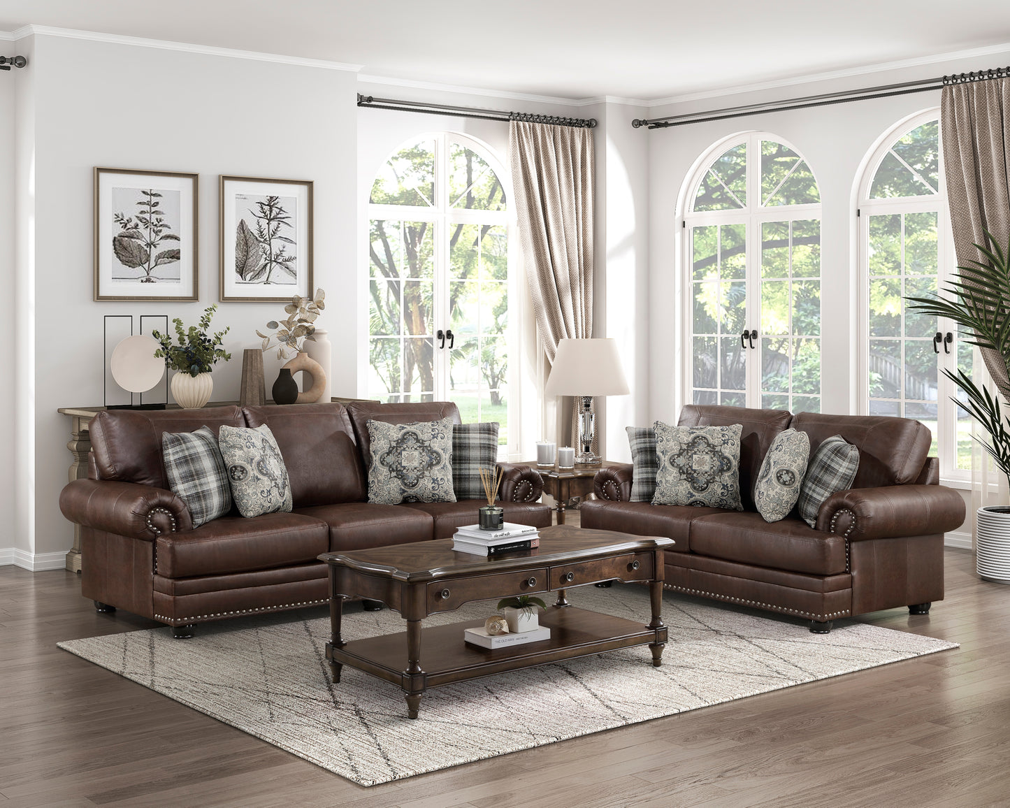 Homelegance Franklin Loveseat Dark Brown Polished Microfiber 9260DB-2