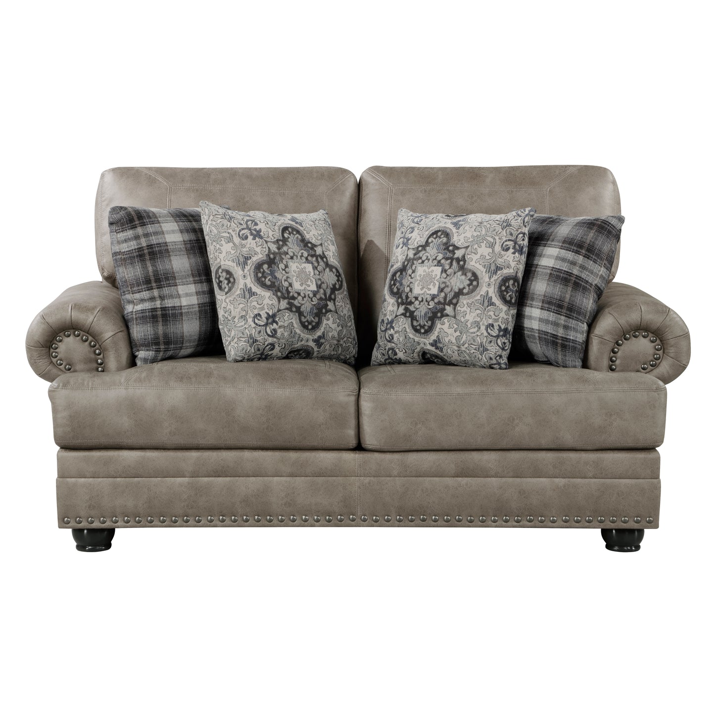 Homelegance Franklin Mushroom Brown Loveseat with Nailhead Trim 9260MS-2