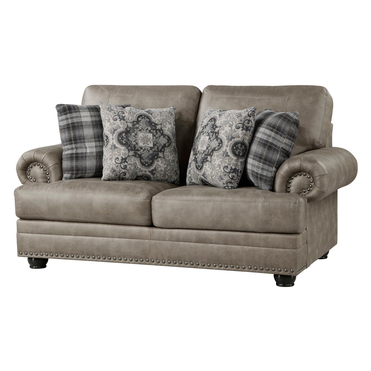 Homelegance Franklin Mushroom Brown Loveseat with Nailhead Trim 9260MS-2
