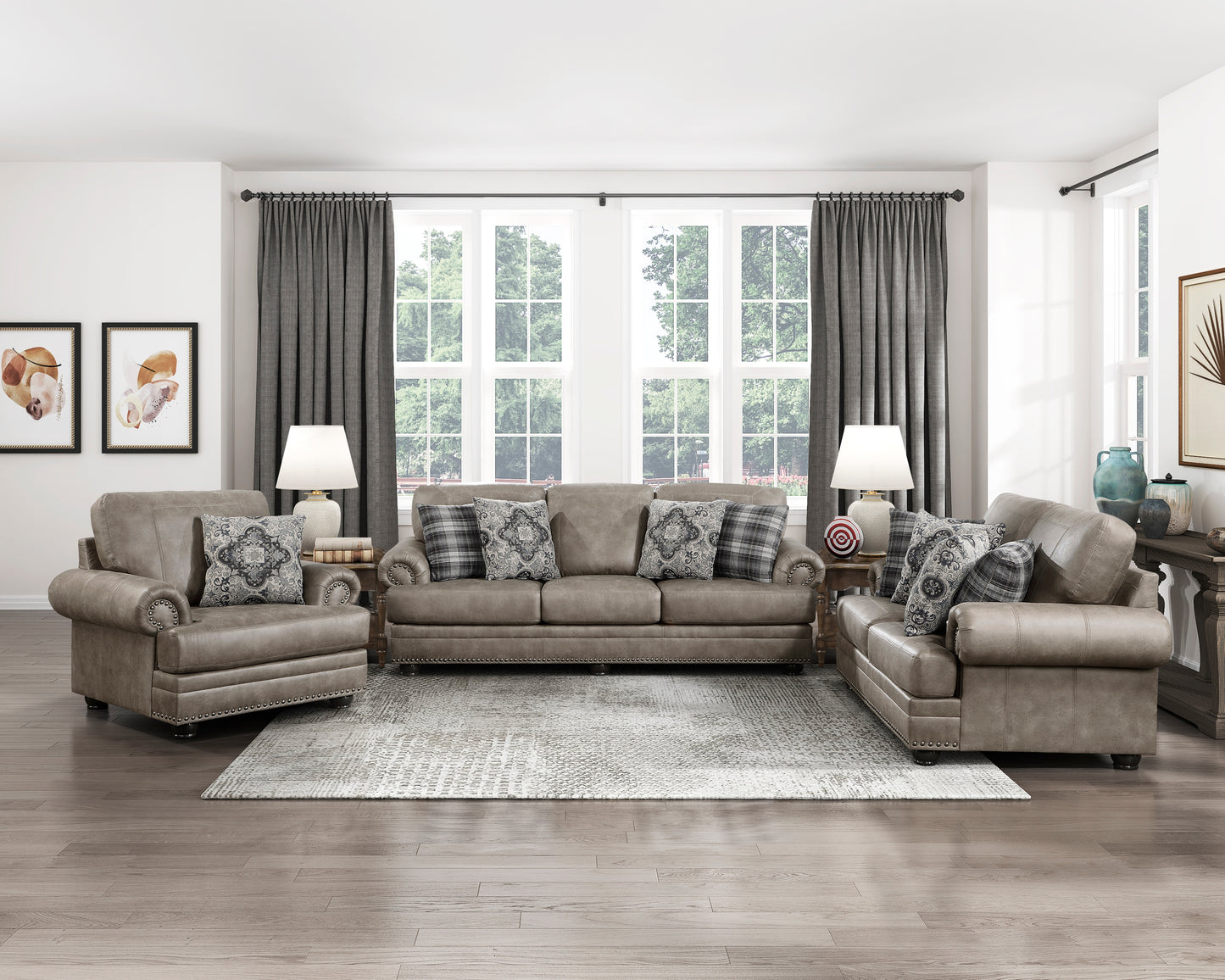 Homelegance Franklin Mushroom Brown Loveseat with Nailhead Trim 9260MS-2