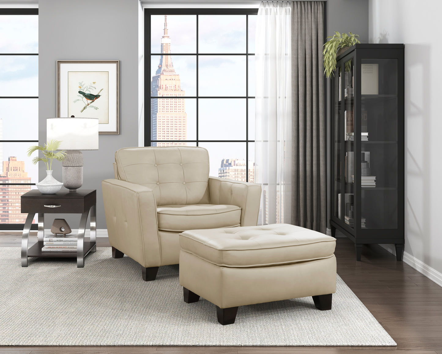 Homelegance Renzo Accent Chair in Beige Top Grain Leather 9266BEG-1