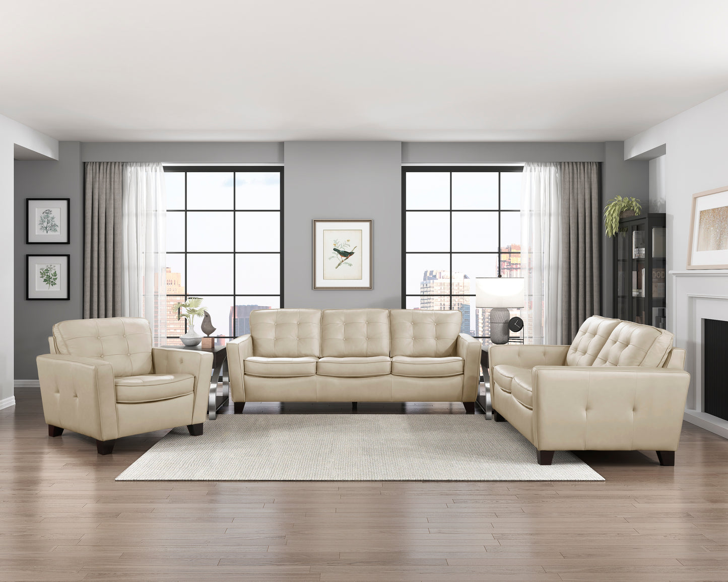 Homelegance Renzo Accent Chair in Beige Top Grain Leather 9266BEG-1