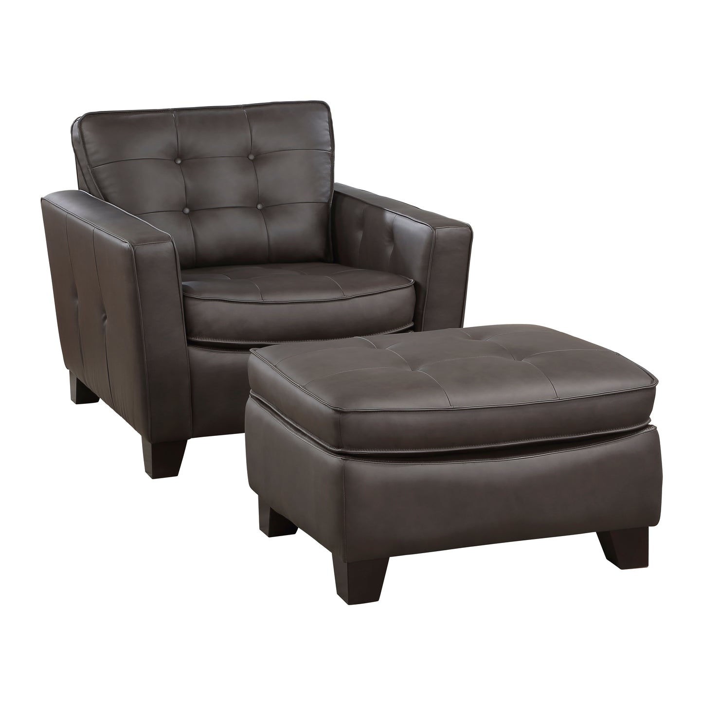 Homelegance Renzo Accent Chair in Brown Leather with Tufted Detail 9266BRW-1