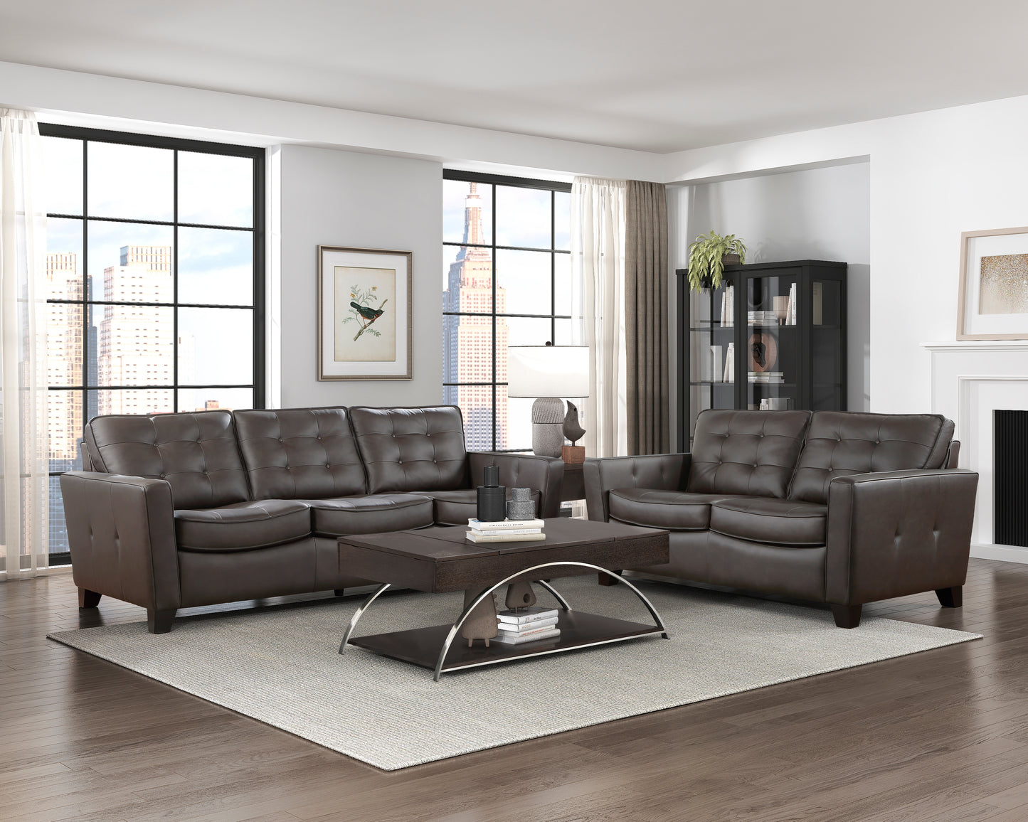 Homelegance Renzo Sectional Sofa in Rich Brown Top-Grain Leather 9266BRW-3