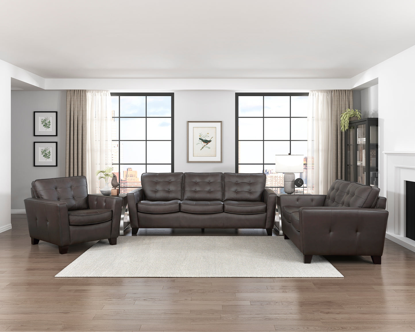 Homelegance Renzo Accent Chair in Brown Leather with Tufted Detail 9266BRW-1