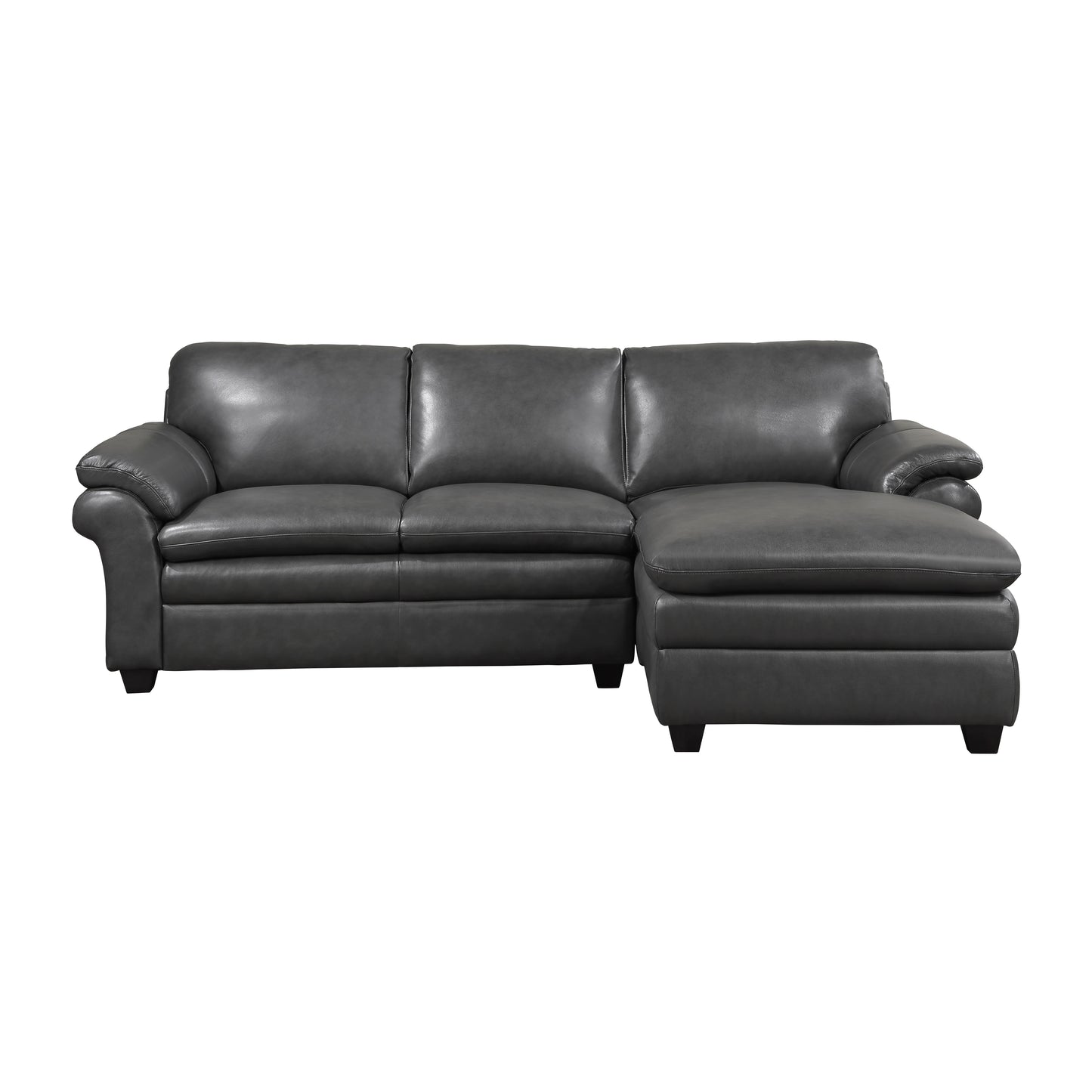 Homelegance Exton Gray Top-Grain Leather Sectional Sofa 9267GY-22LRC