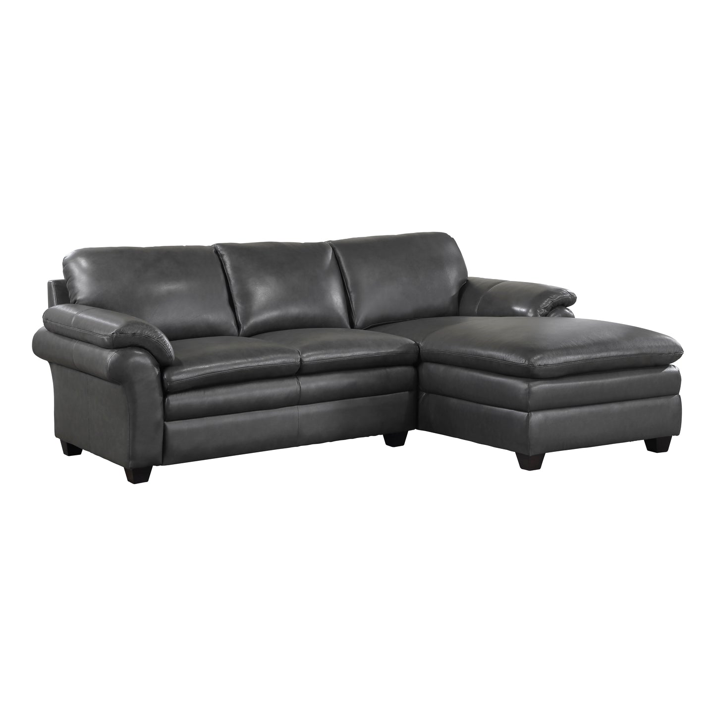 Homelegance Exton Gray Top-Grain Leather Sectional Sofa 9267GY-22LRC