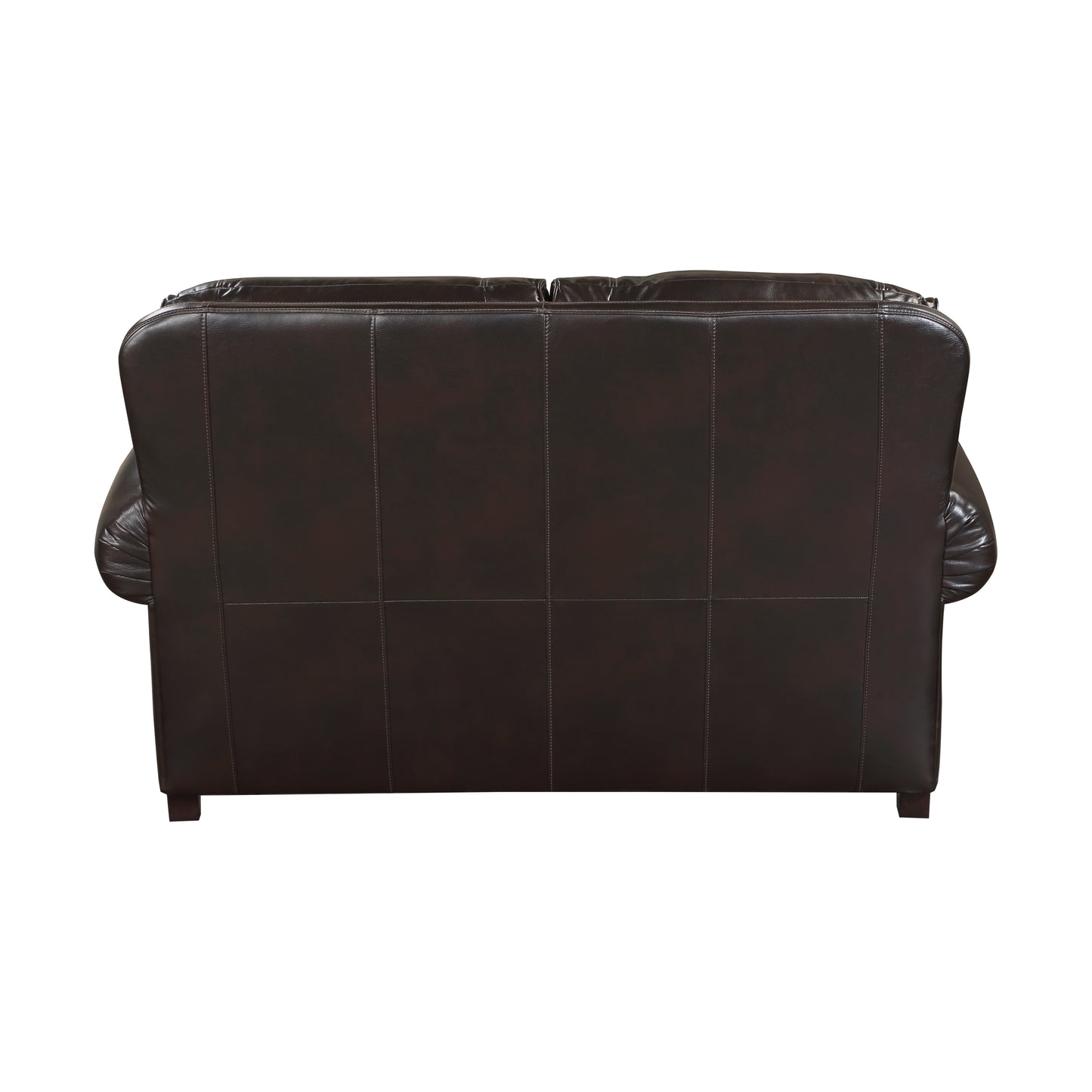 Homelegance Milford Loveseat in Brown Faux Leather with Nailhead Trim 9268BRW-2