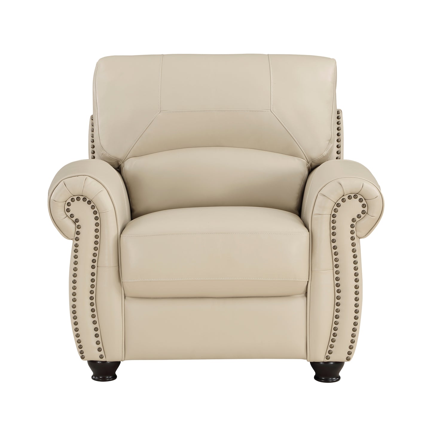 Homelegance Foxborough Accent Chair in Cream Leather with Nailhead Trim 9269CR-1
