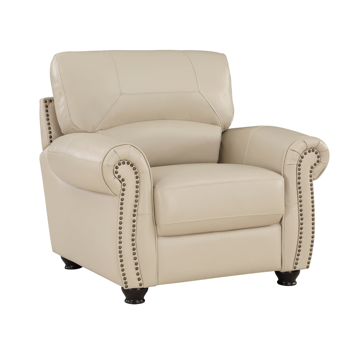 Homelegance Foxborough Accent Chair in Cream Leather with Nailhead Trim 9269CR-1