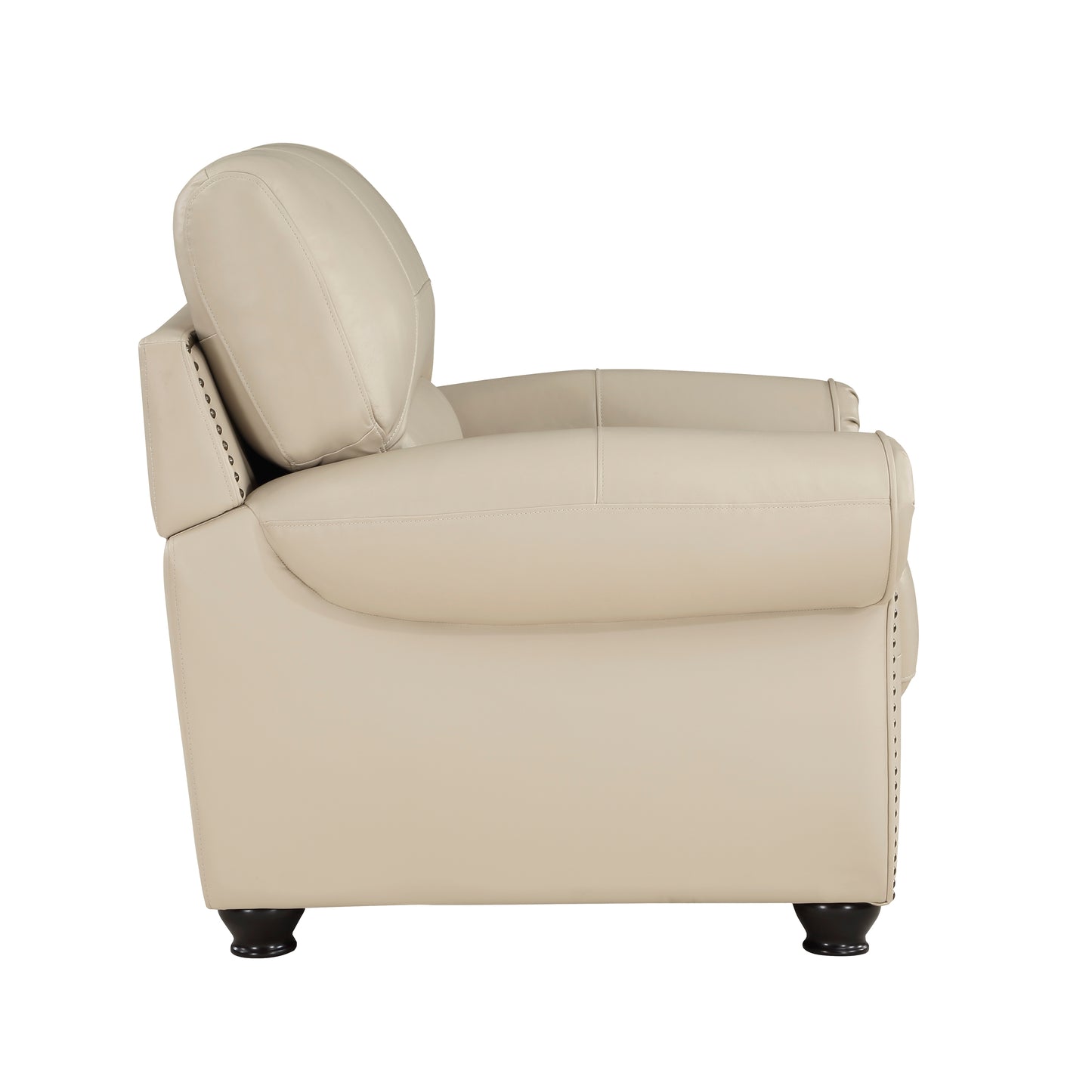 Homelegance Foxborough Accent Chair in Cream Leather with Nailhead Trim 9269CR-1
