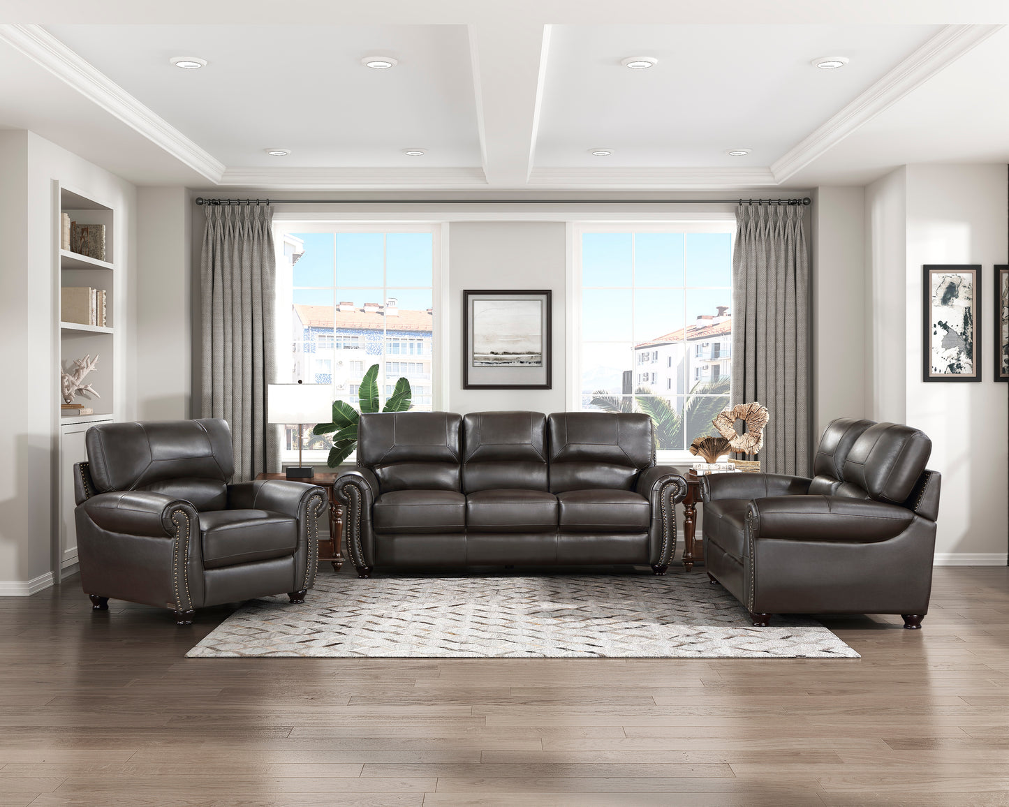 Homelegance Foxborough Dark Brown Accent Chair with Nailhead Trim 9269DB-1