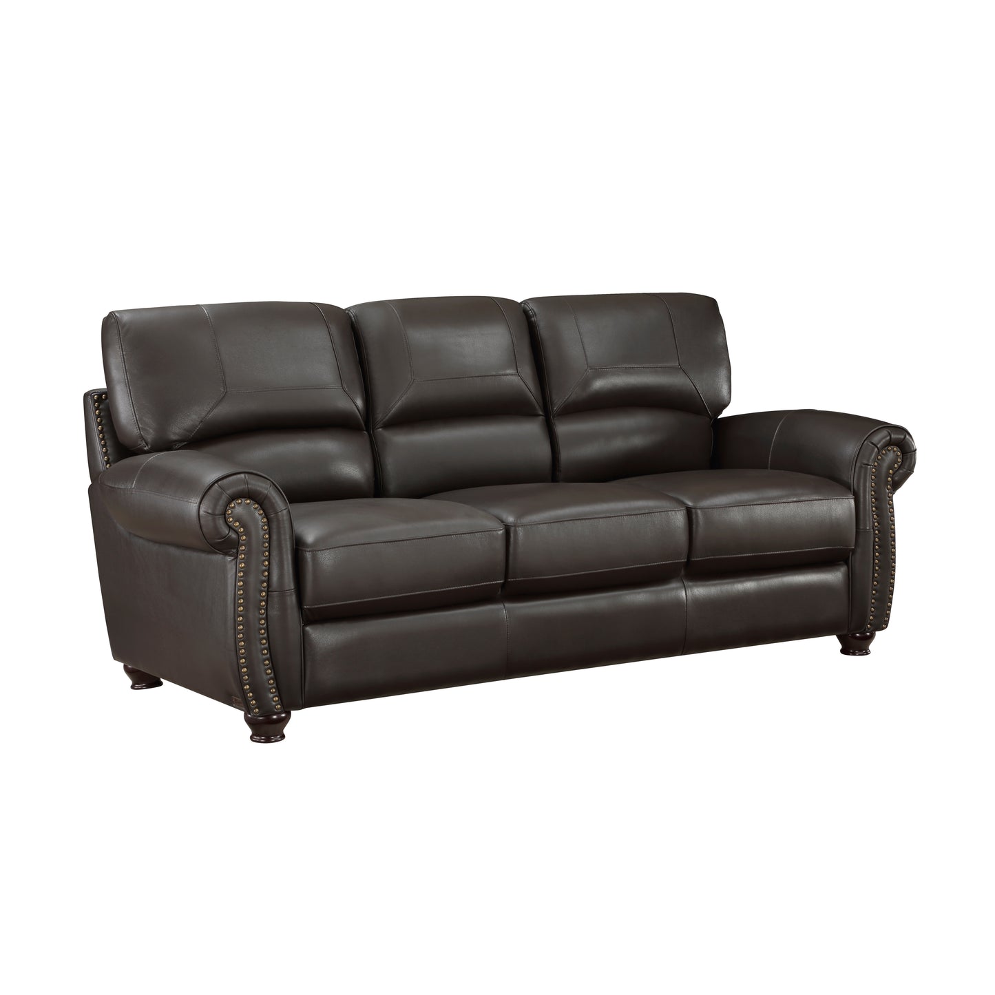 Homelegance Foxborough Dark Brown Top-Grain Leather Sectional Sofa 9269DB-3