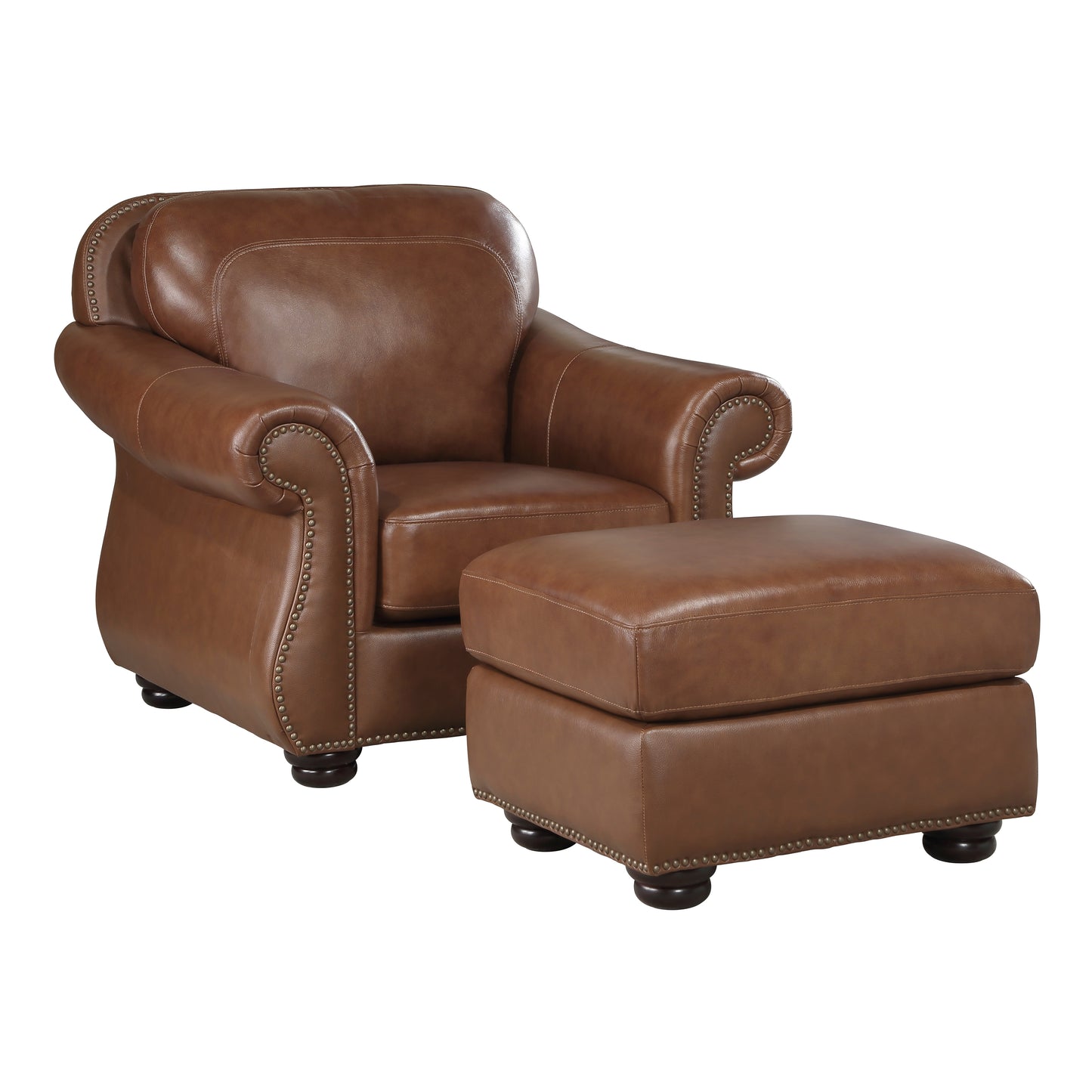 Homelegance Attleboro Accent Chair in Camel Brown Leather 9270BR-1