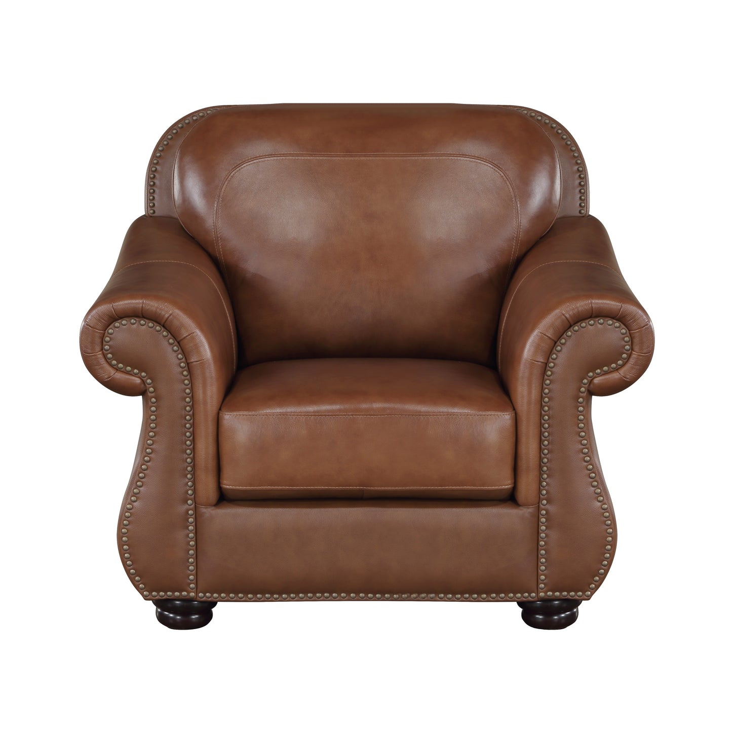Homelegance Attleboro Accent Chair in Camel Brown Leather 9270BR-1