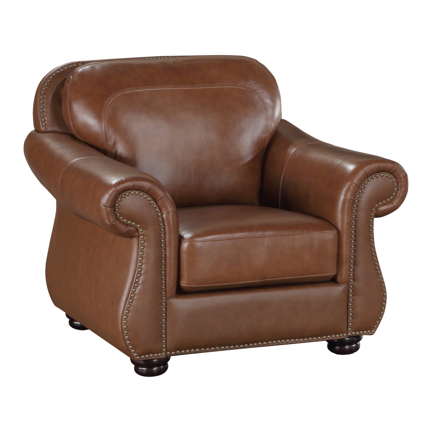 Homelegance Attleboro Accent Chair in Camel Brown Leather 9270BR-1